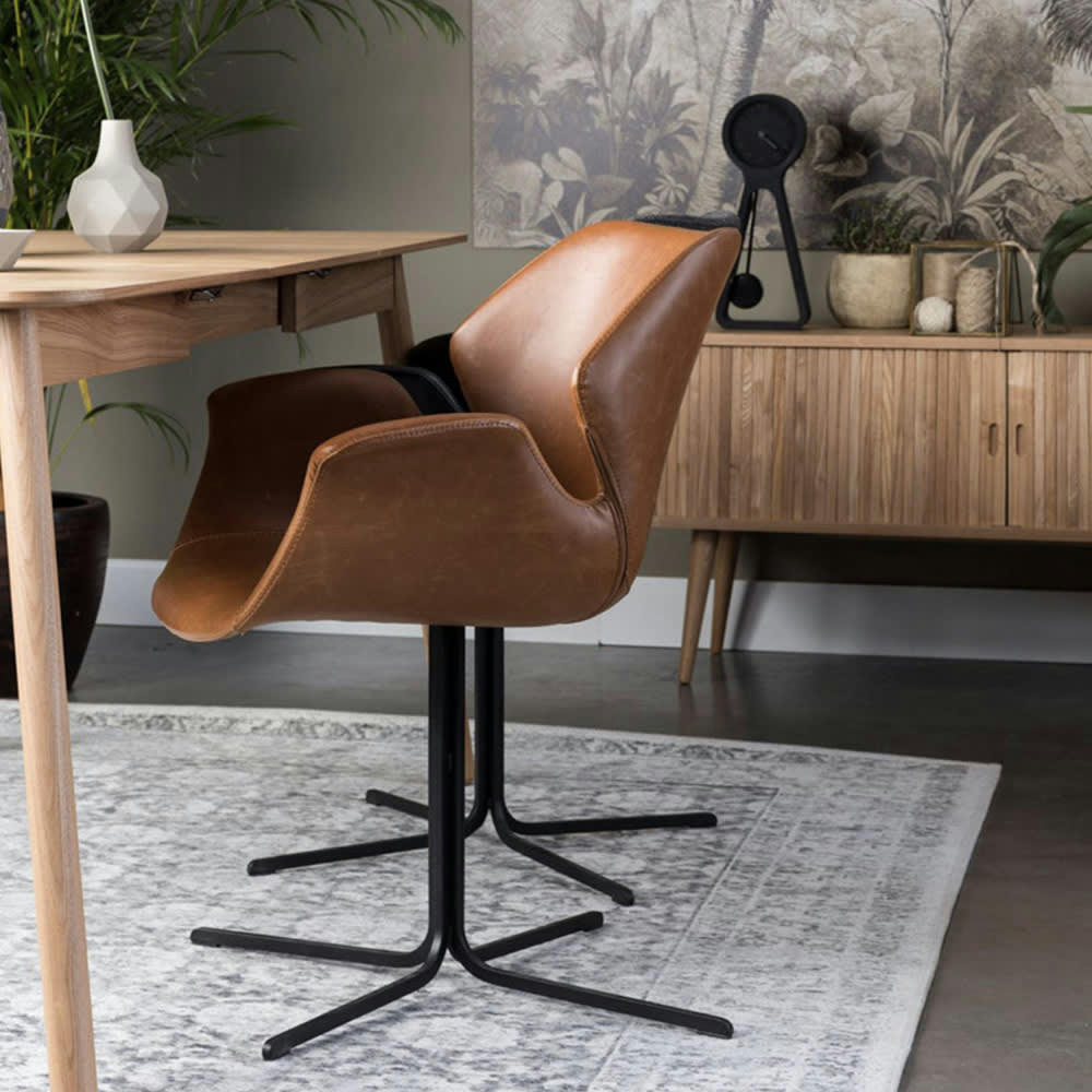 NIKKI - 2 fauteuils de table design cognac