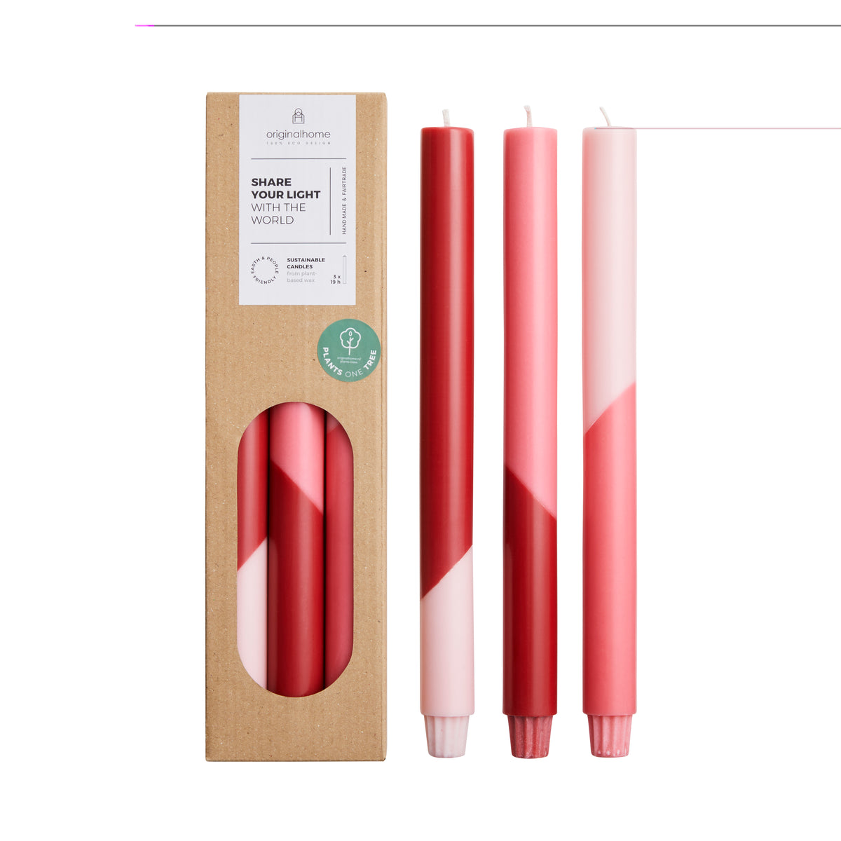 Originalhome dinerkaarsen diagonaal Love - 30 cm - set van 3