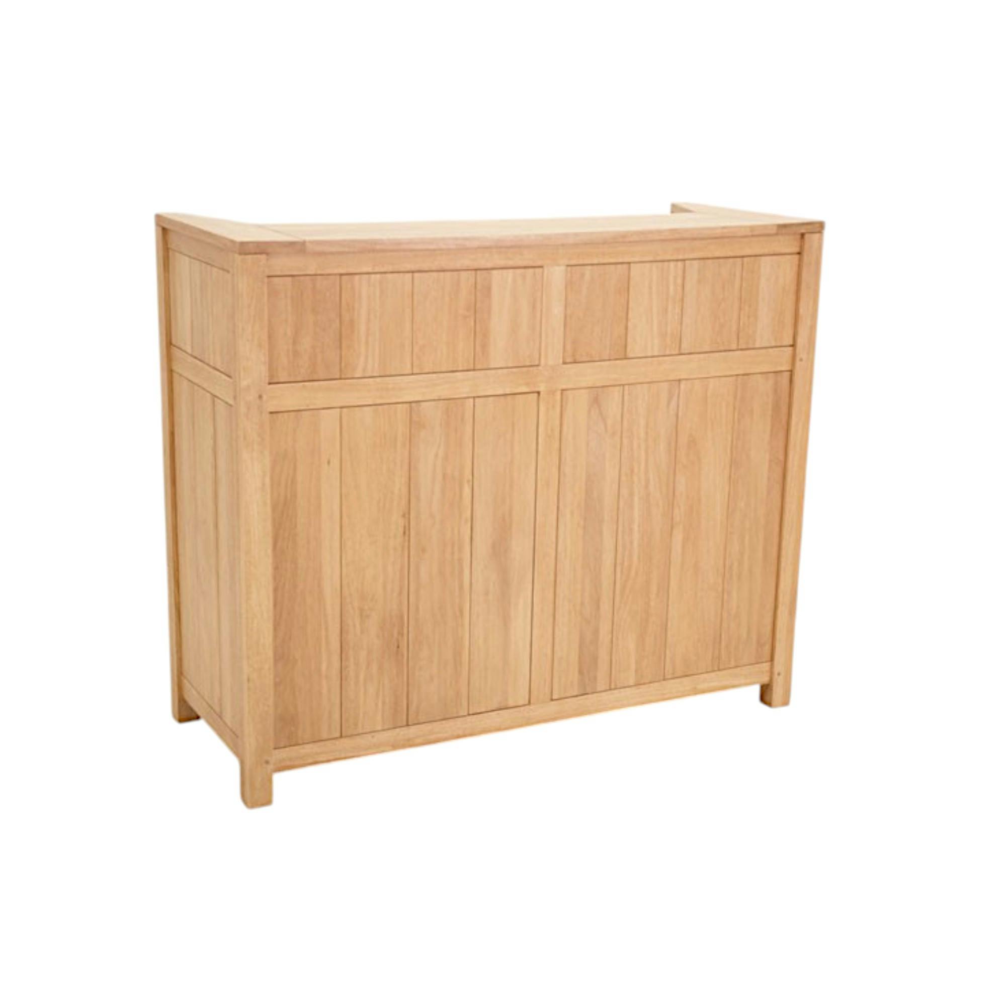 Meuble de Bar Hévéa 1 porte, 2 tiroirs, 4 racks, 2 niches 124x50x105cm ATTAN