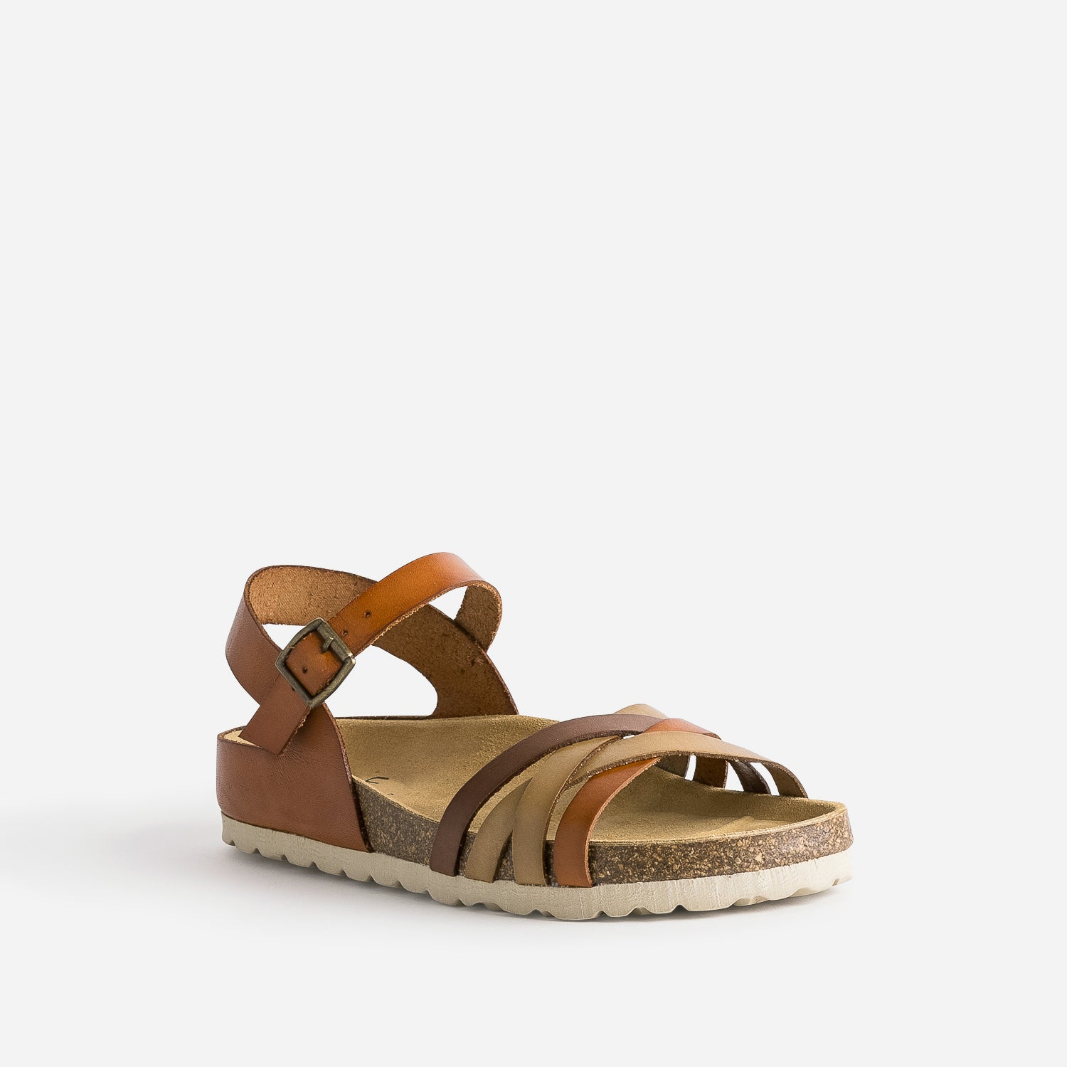 Sandale cognac en cuir