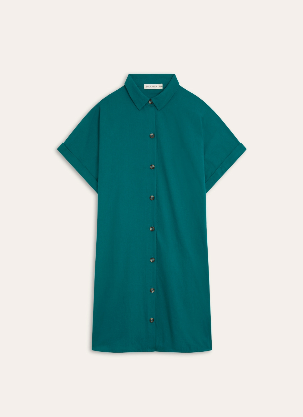 TUNIQUE MANCHES COURTES EN COTON TWILL EMERAUDE