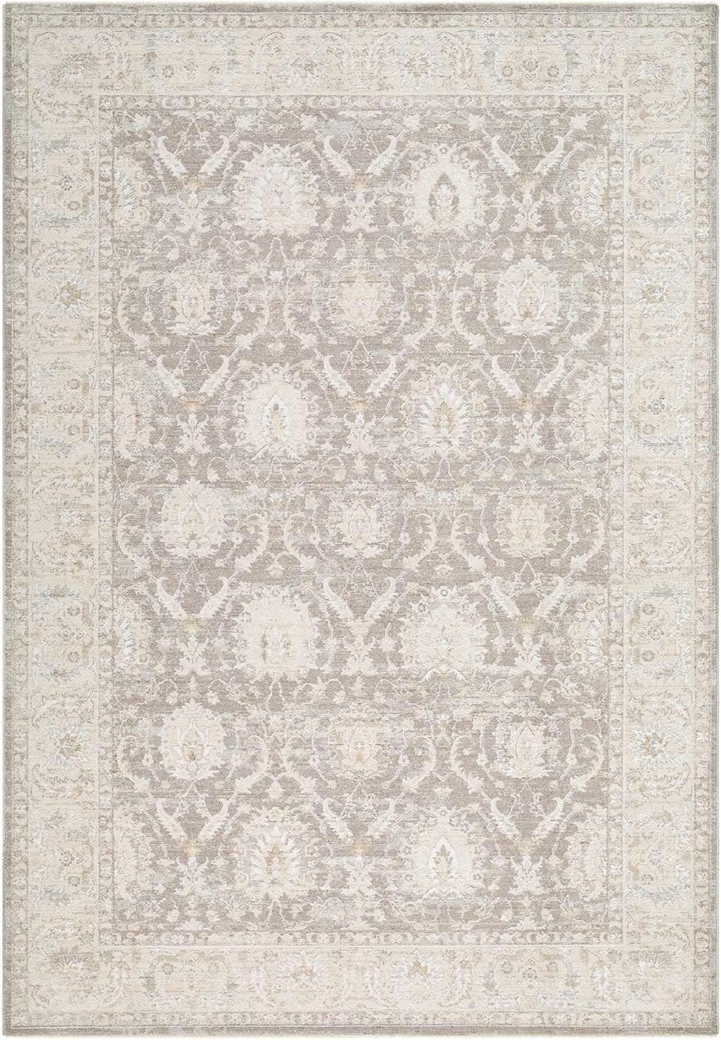 Hauteloom Bellington Living Room, Bedroom Area Rug - Neutral Traditional Bohemian Bordered - Gray, Cream, Beige, Brown - 7'10 x 10'2