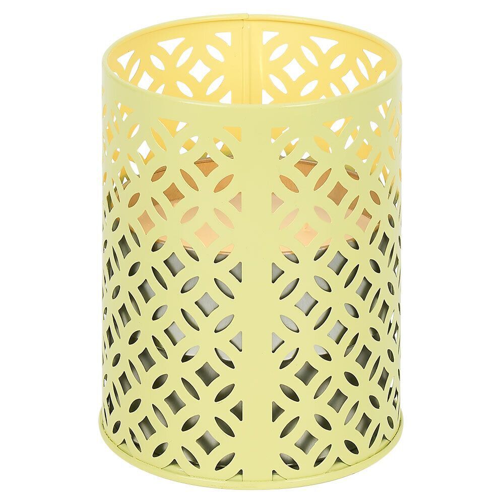 Photophore en métal jaune avec 2 bougies à la citronnelle 3 mèches 12H