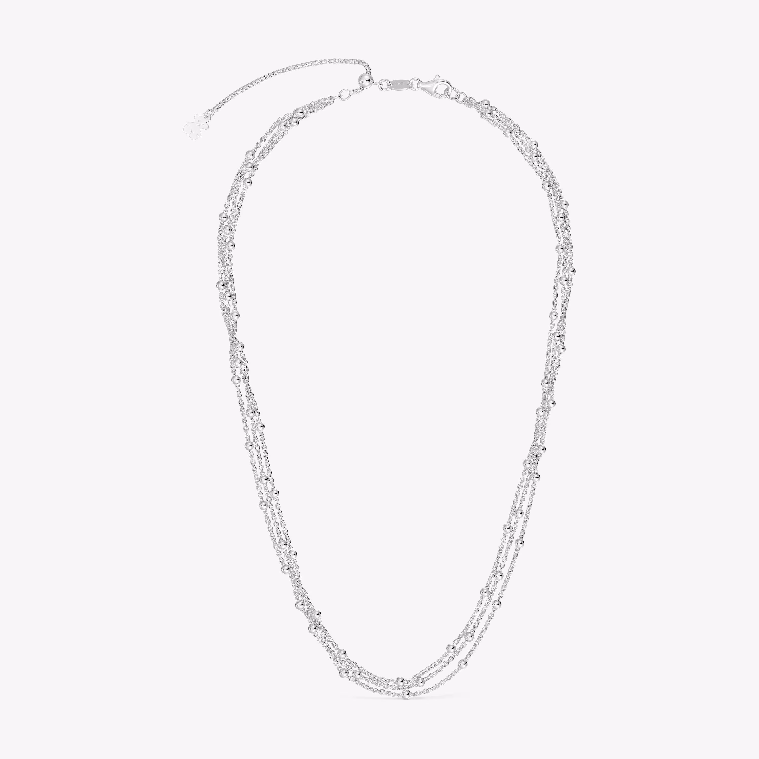 Collar triple corto de plata Basicos