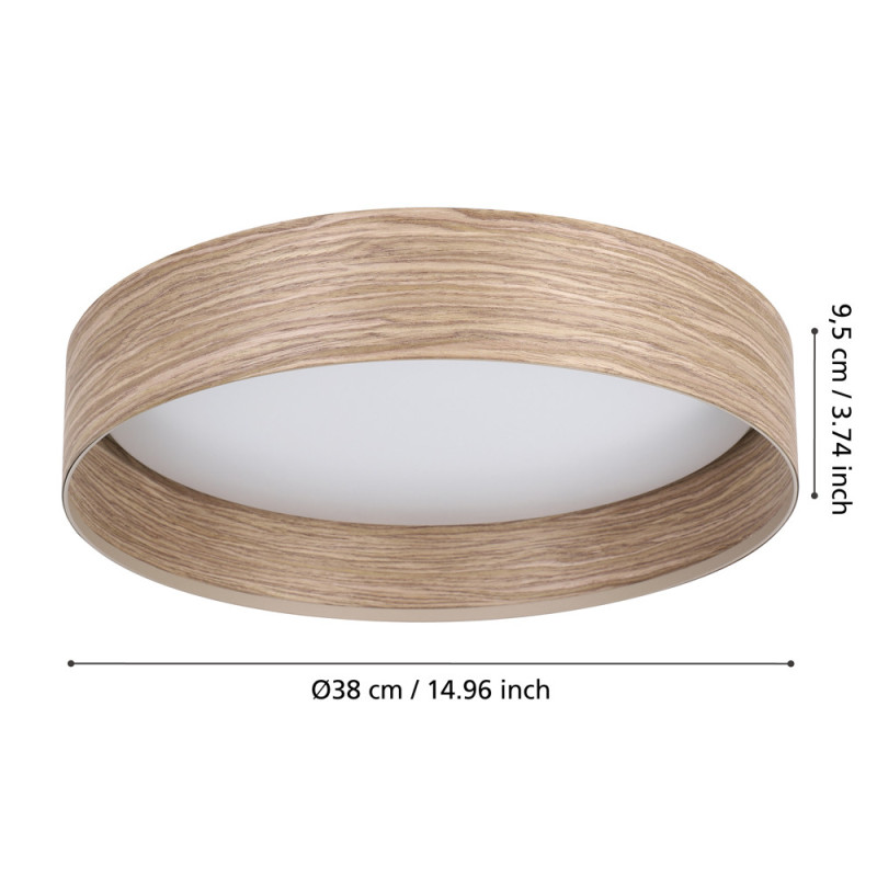 Plafonnier LED Luppineria chêne sable blanc chaud 2400 lm 20 W EGLO