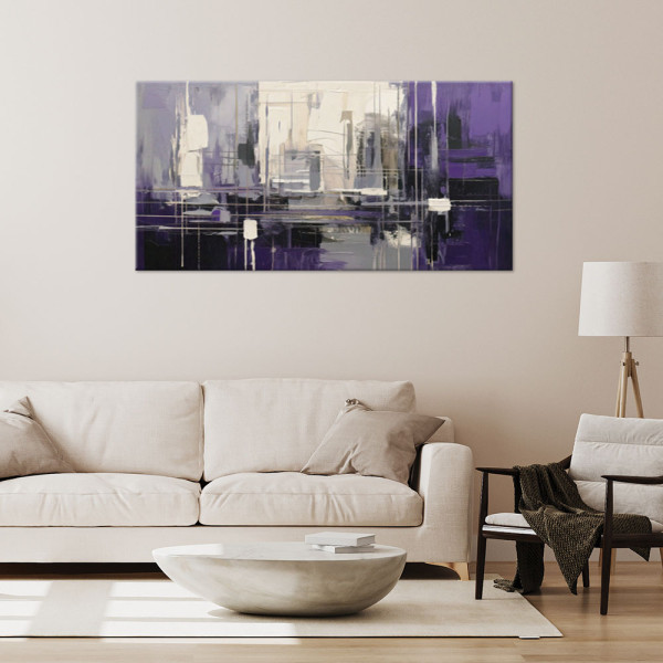 Feeby Obraz do salonu, Abstrakcja Geometryczna Fiolet 80x40