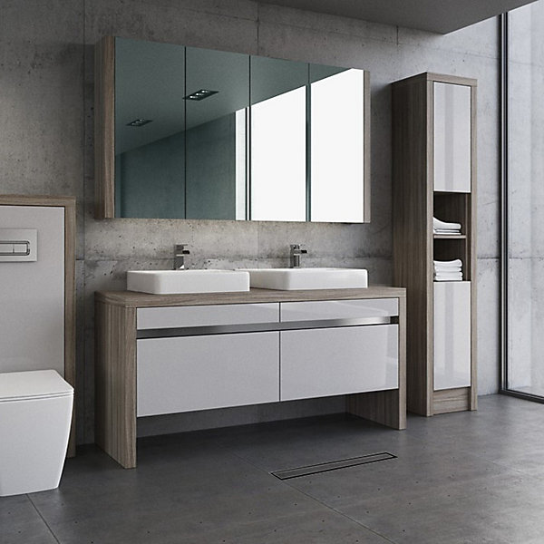 BALNEO - vasque à poser en céramique NERIA avec trop-plein rectangulaire blanc - lavabo de salle de bain moderne