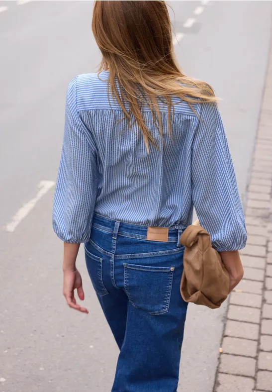 3/4-Arm Bluse in Seersuckerqualität