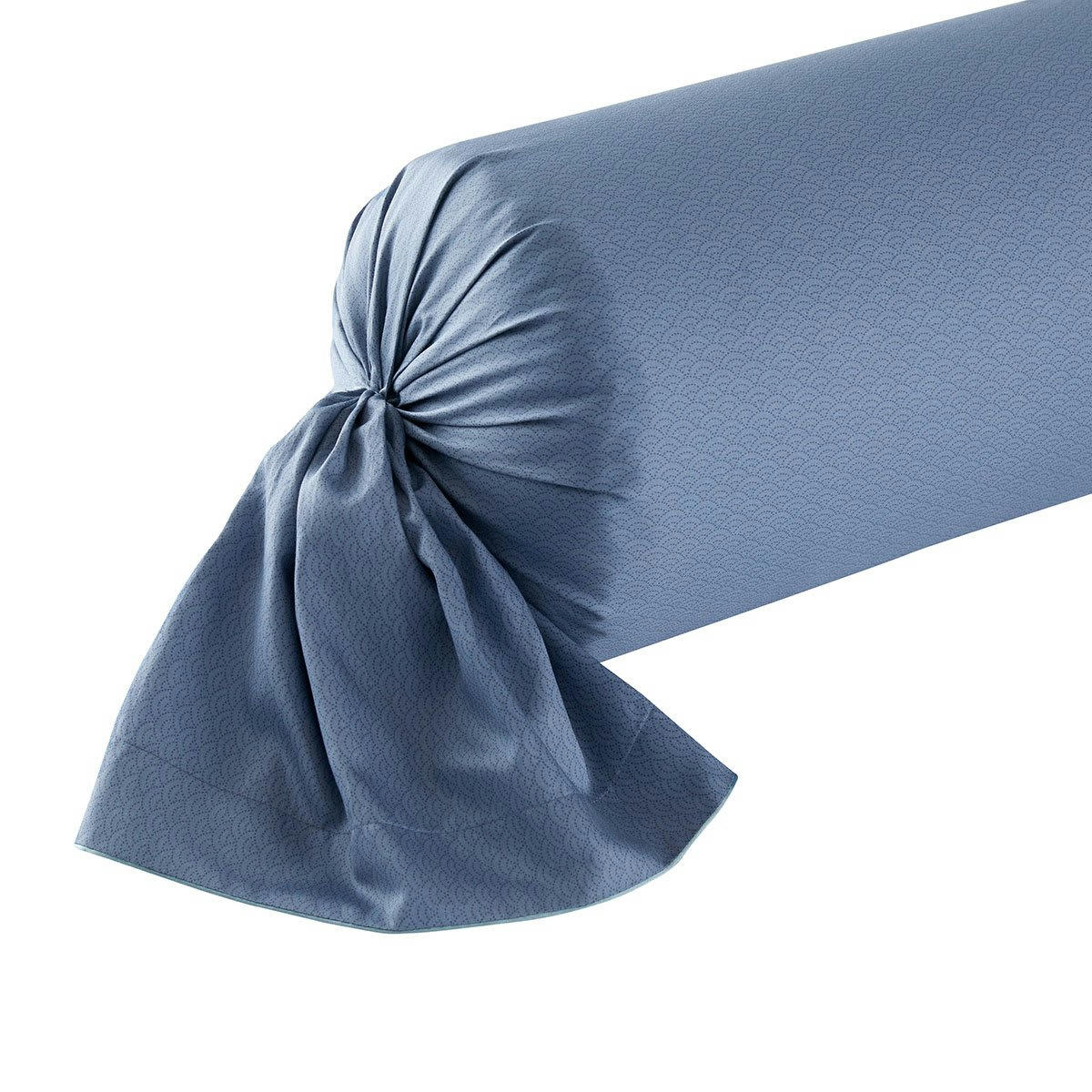 INDIRA - Taie de traversin satin bleu foncé 43x210 cm
