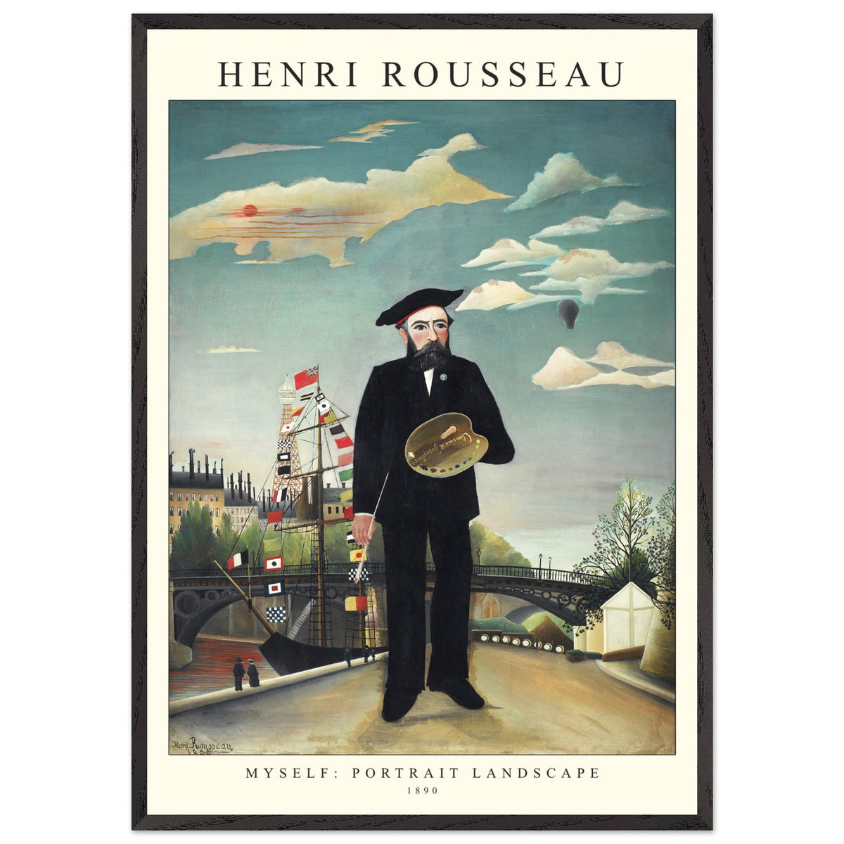 Artfulprints Poster met Lijst Henri Rousseau - Portrait landscape  - 70x100 cm - Blauw