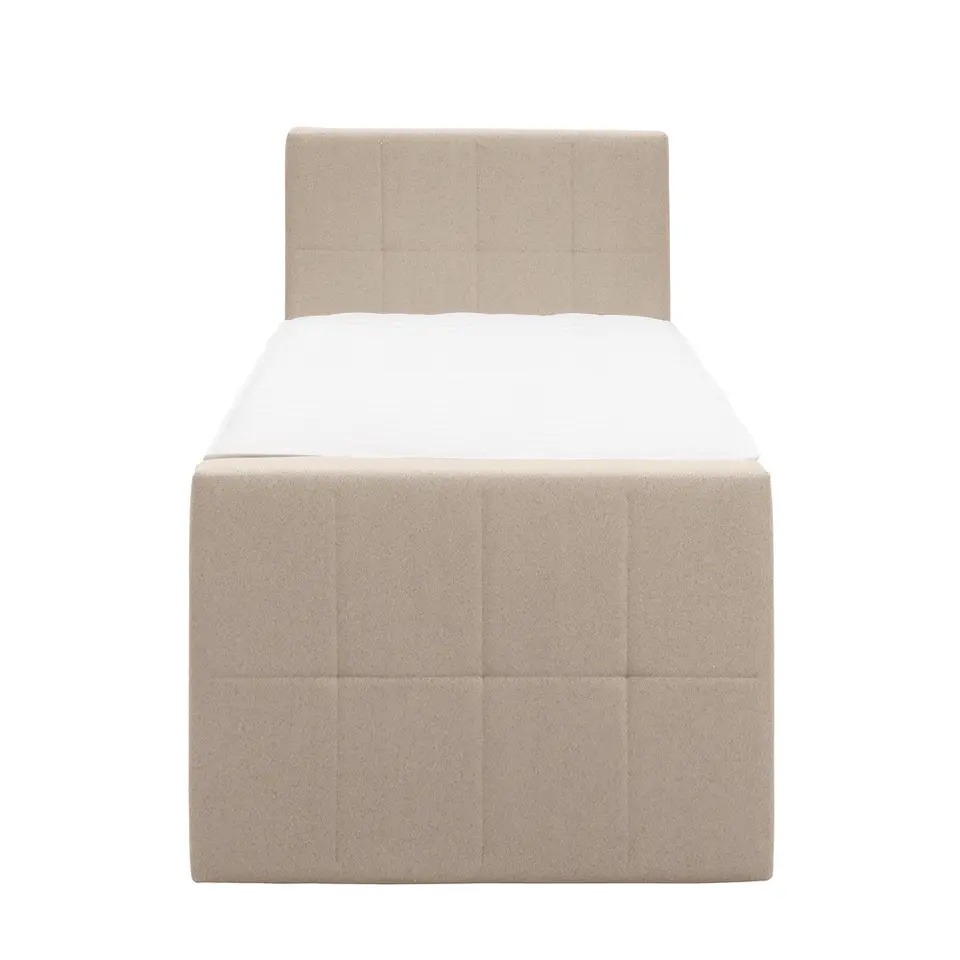 Boxspring met voetbord Liv geblokt - beige - 90x200 cm - vierkante poot