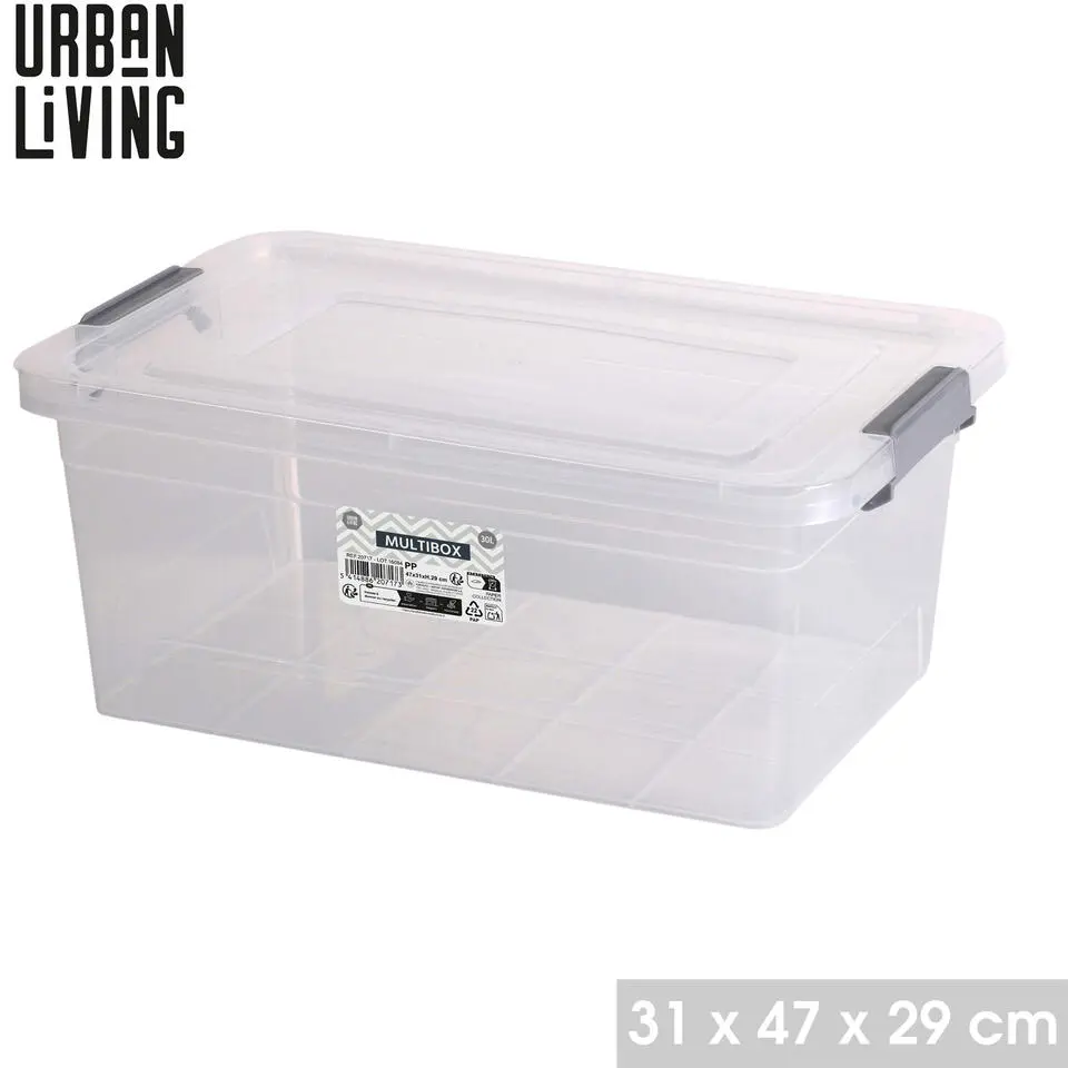 Urban Living Opberg box - 30 ltr - 31 x 47x31cm - deksel en clips