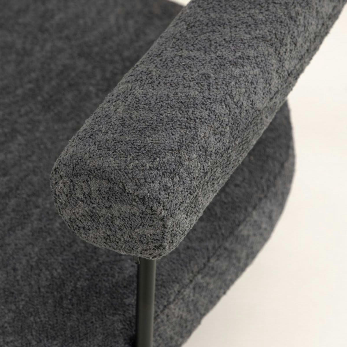 COEUR - Fauteuil design en tissu bouclé gris foncé