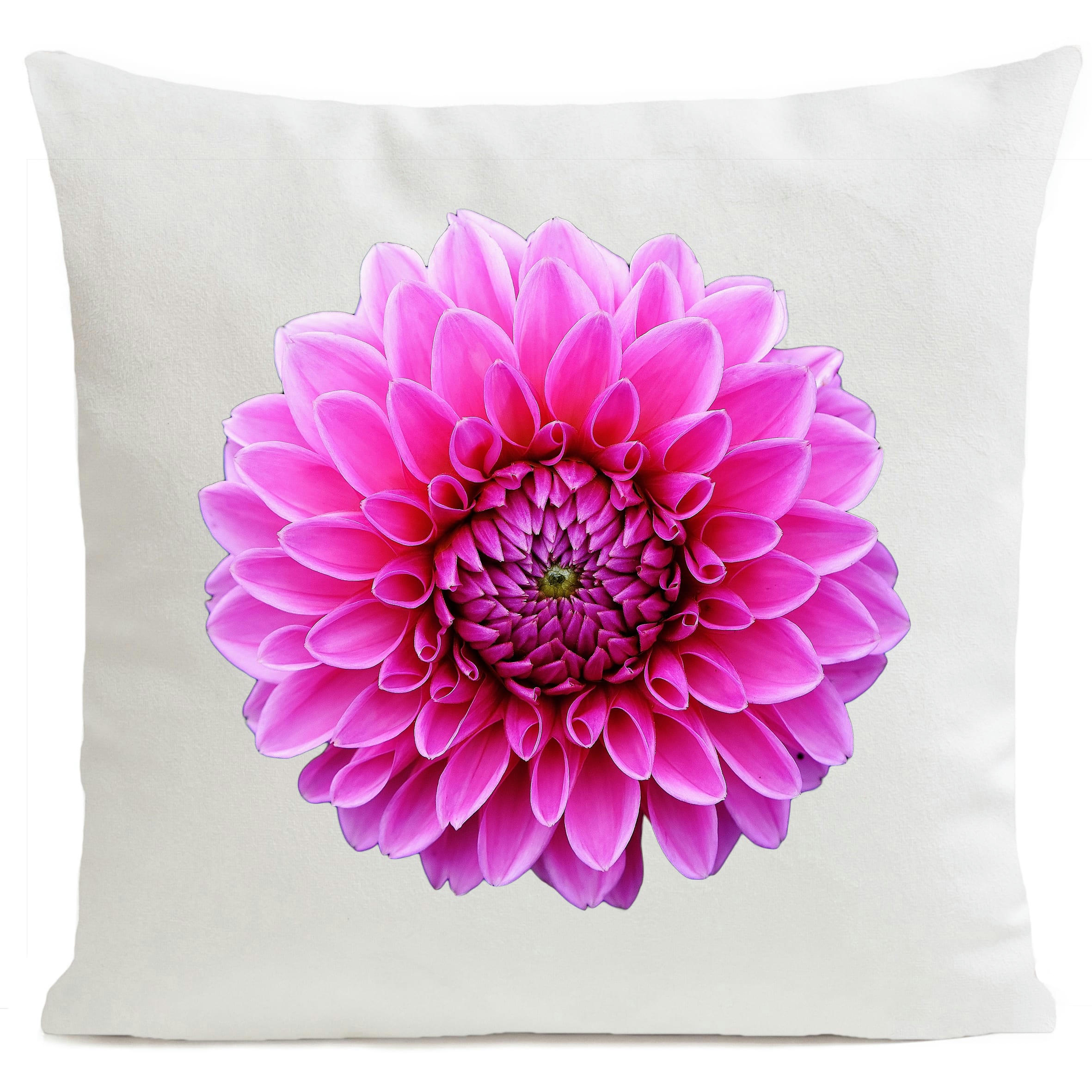 - Coussin fleur dahlia suédine blanc 40x40cm