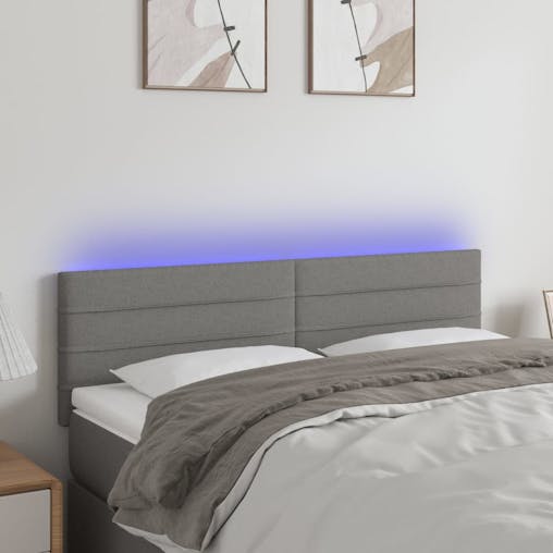 NNEVL LED Headboard Dark Grey 144x5x78/88 cm Fabric