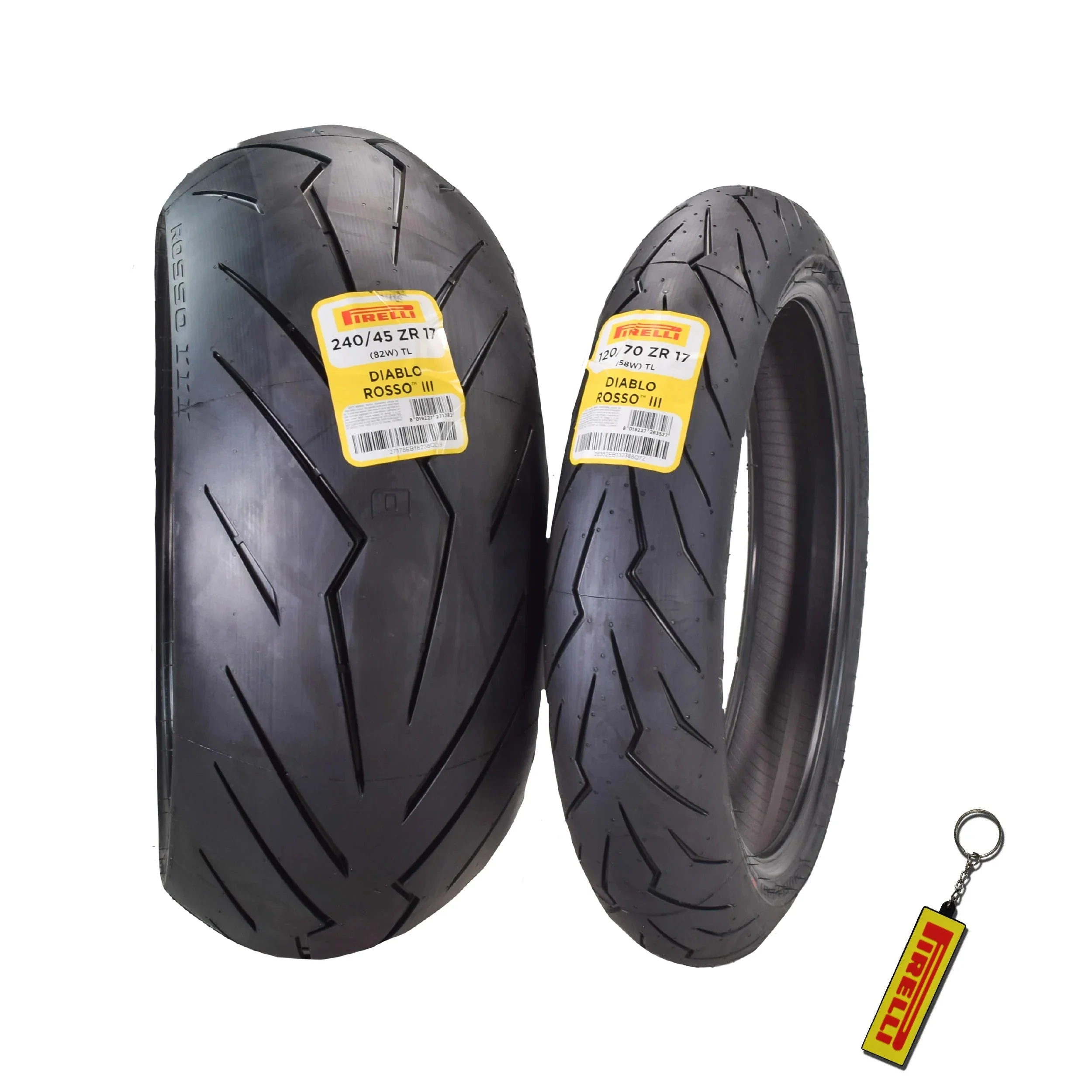 Pirelli Diablo Rosso III 120/70ZR17 Front  240/45 ZR17 Rear Tire with Keychain