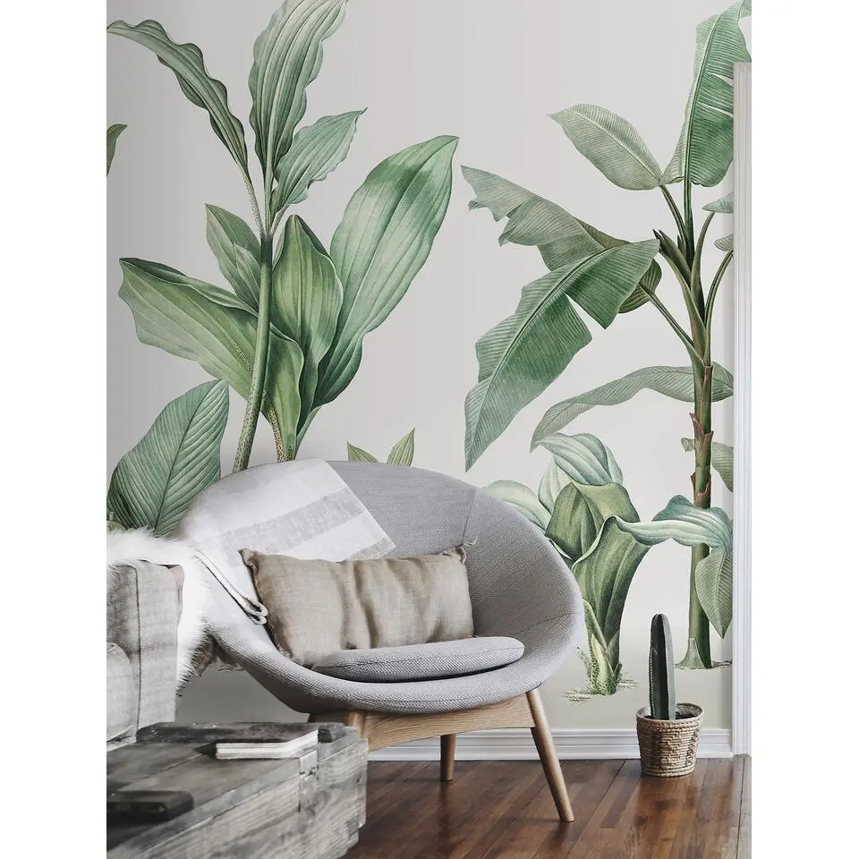 Sanders & Sanders fotobehang palmbladeren wit en groen - 424 x 280 cm