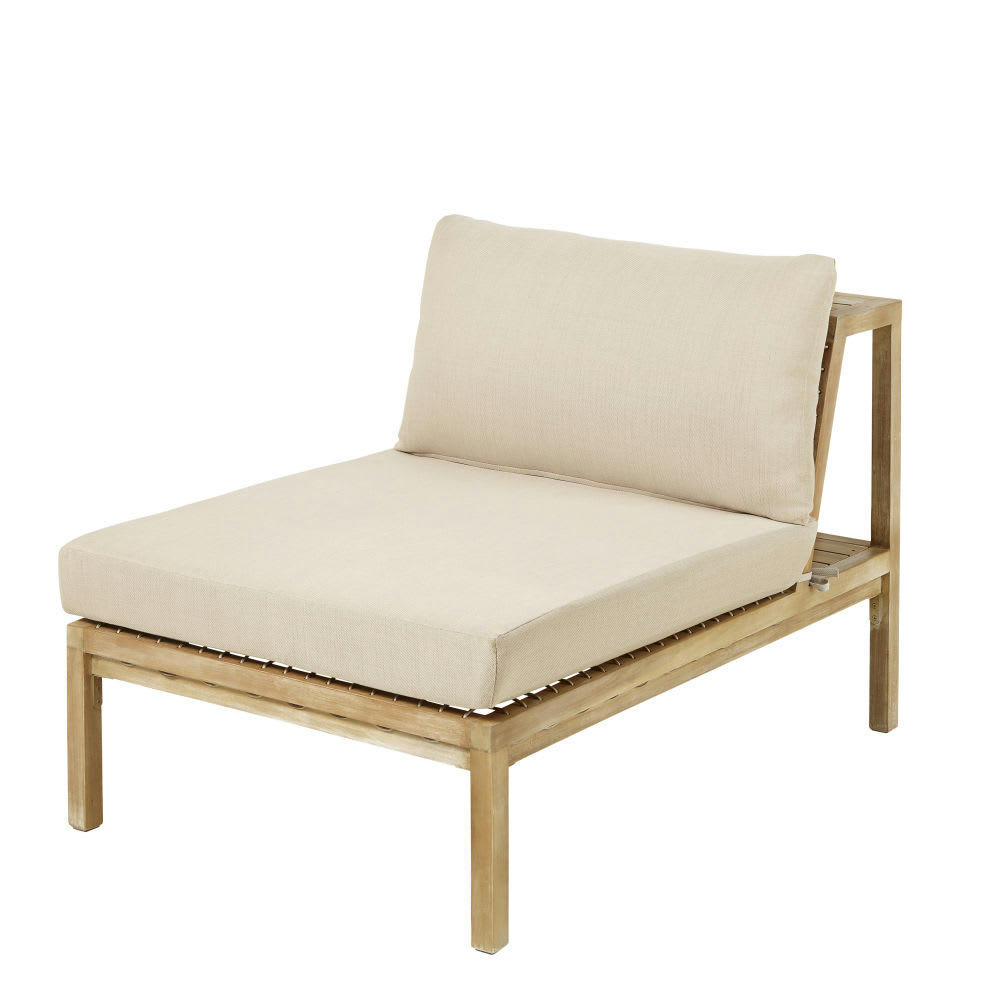 Maupiti - Chauffeuse pour canapé de jardin modulable en résine tressée et toile taupe clair