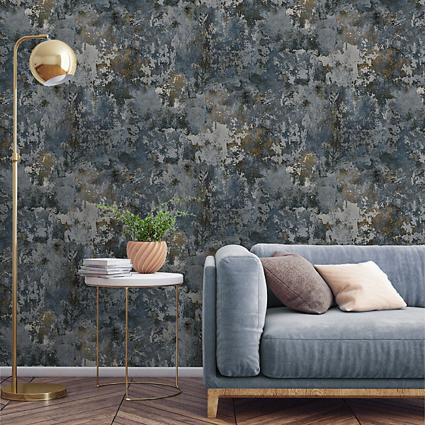 Papier peint Vinyle Intissé GoodHome Nivosa ble marine