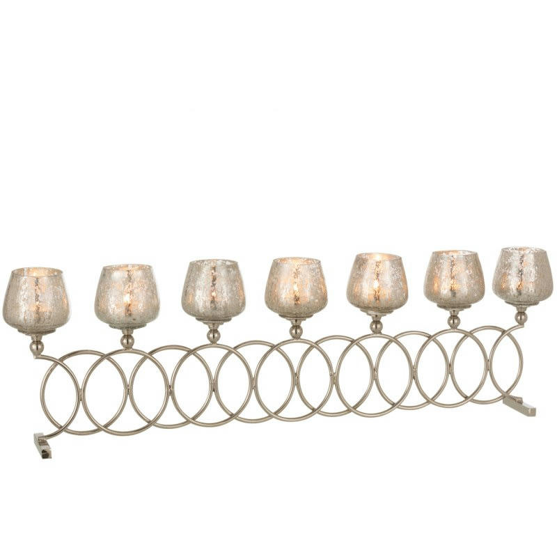 ANNEAUX - Photophore 8 anneaux craquelé verre nickel