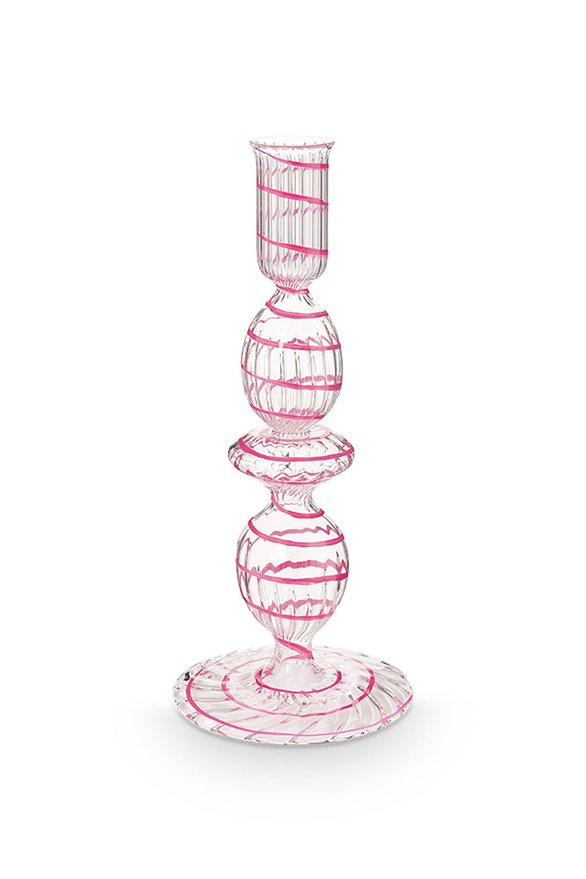 Pip Studio - Kandelaar - Roze - Glas Swirl - 20cm