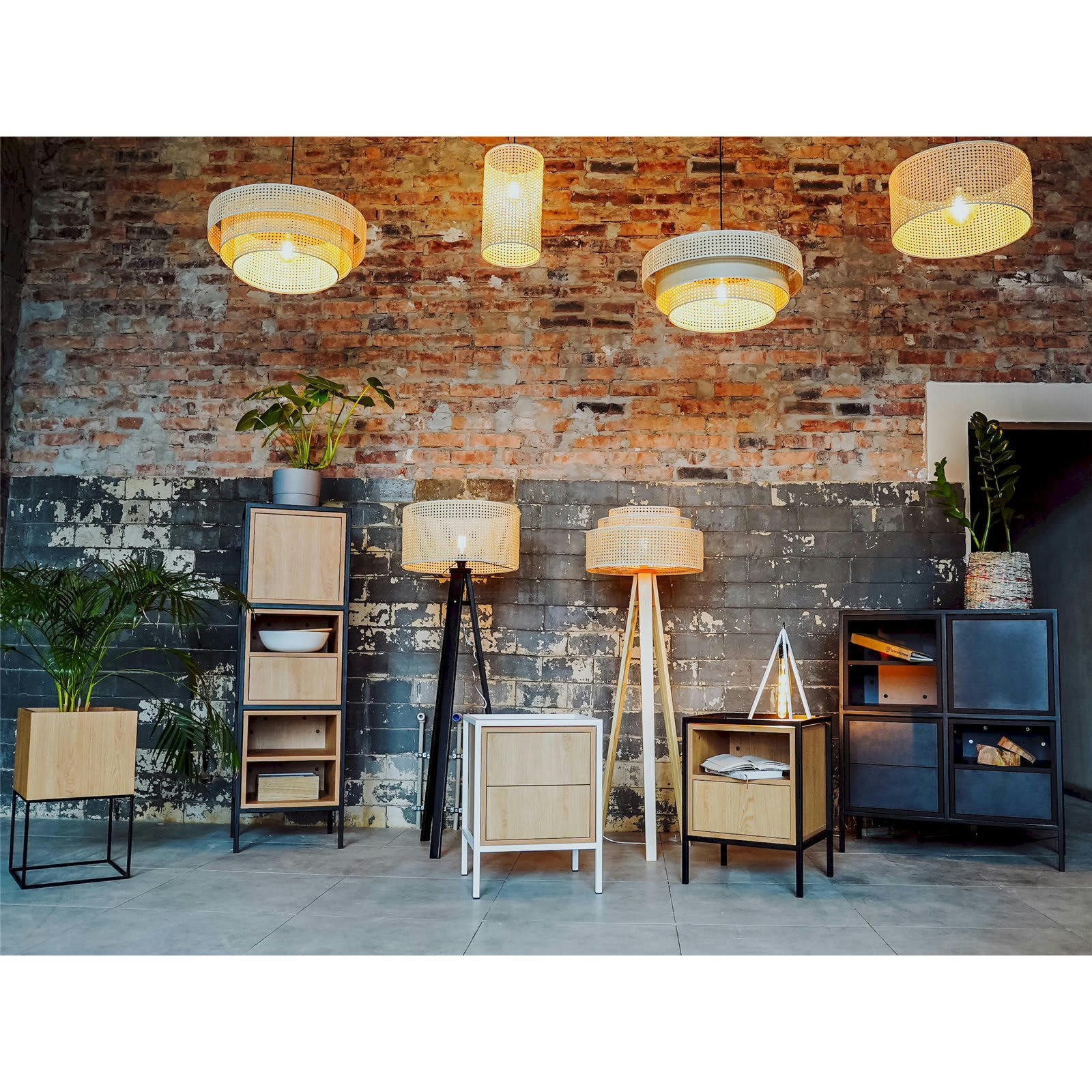 FLETE - Lampadaire Rotin Bois clair 50x50x25 cm