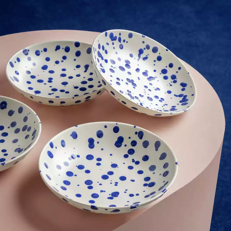 Habitat 60 Jackson 4 Piece Stoneware Pasta Bowls - Blue