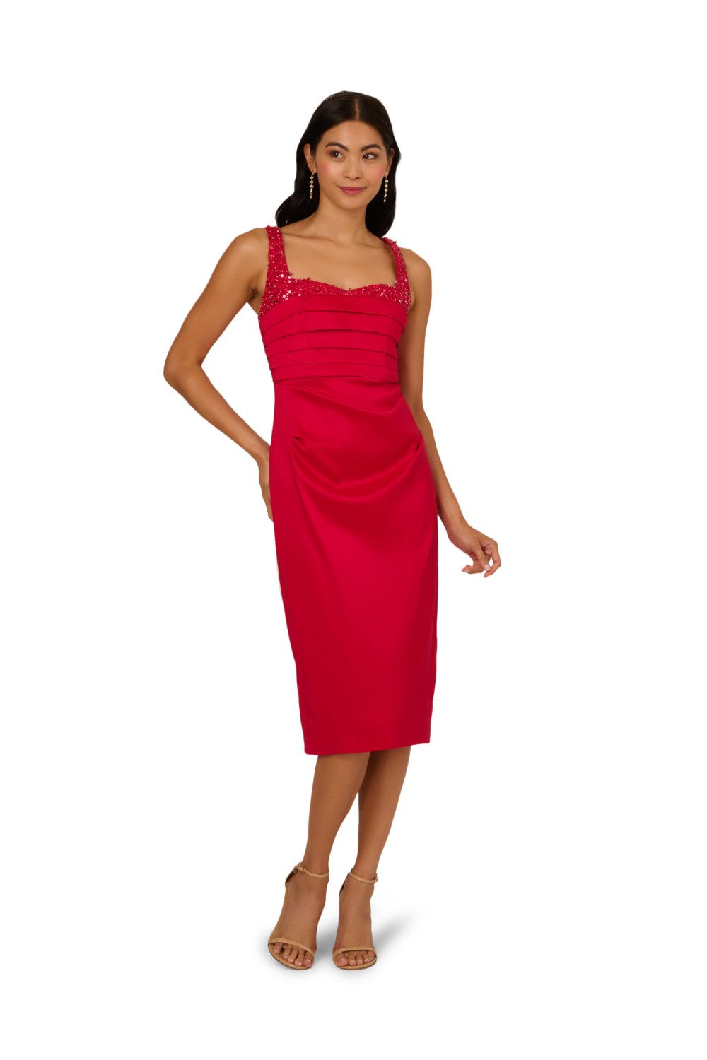Adrianna Papell Bead Stretch Taffeta Dress