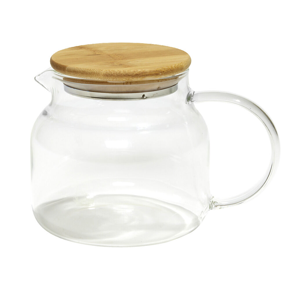 Théière transparente 640ml couvercle en bois