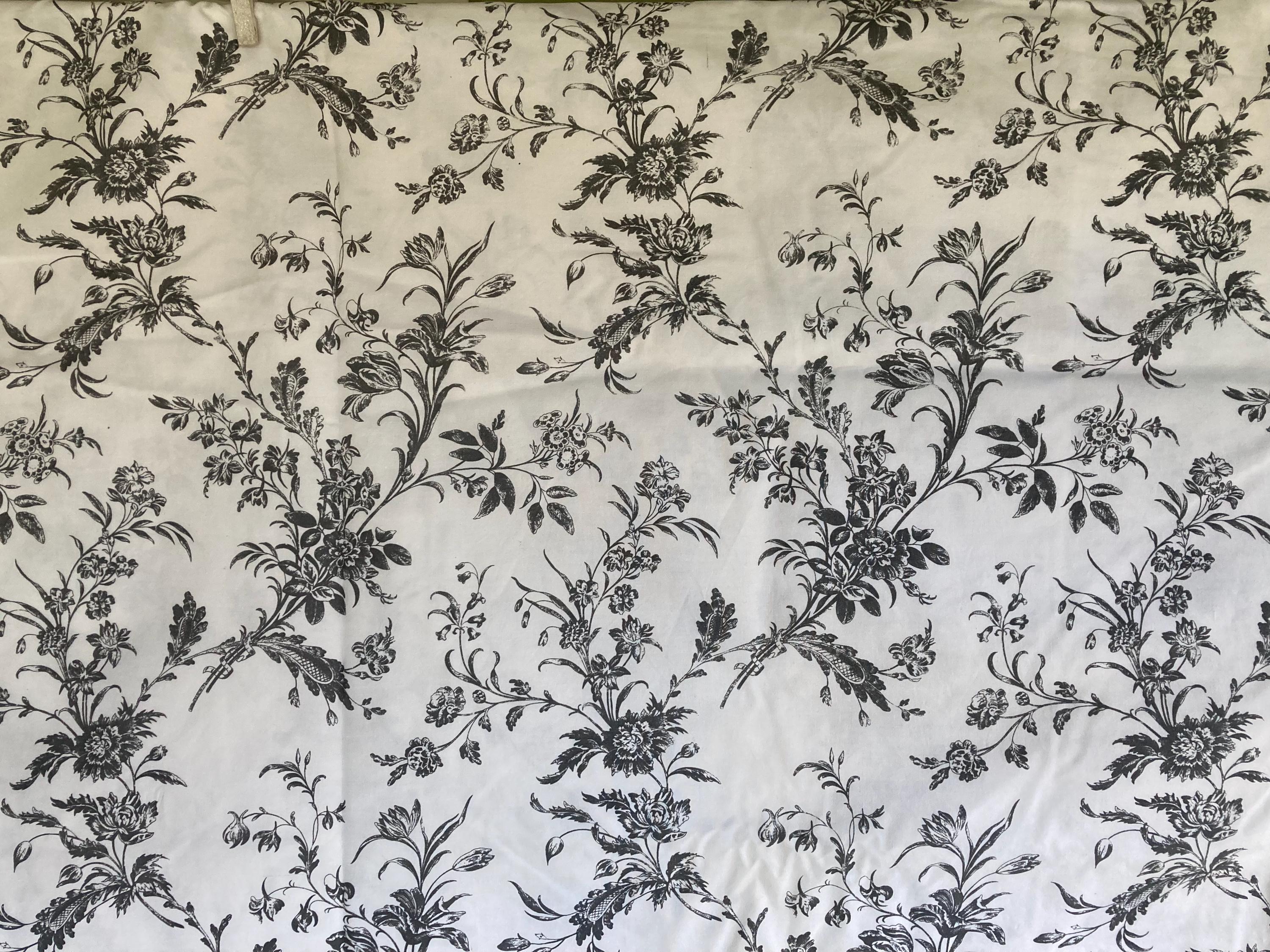 Vintage Duvet Cover, Queen Bed Size, Black and White Floral Print, 100% Cotton Fabric, Button Closure, Ikea Brand