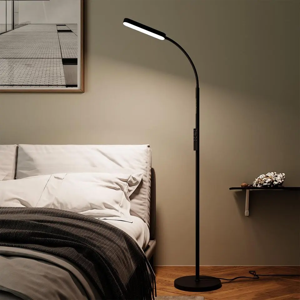 tectake Vloerlamp Prisma LED, 5 lichtmodi, 12 W, dimbaar, Zwart