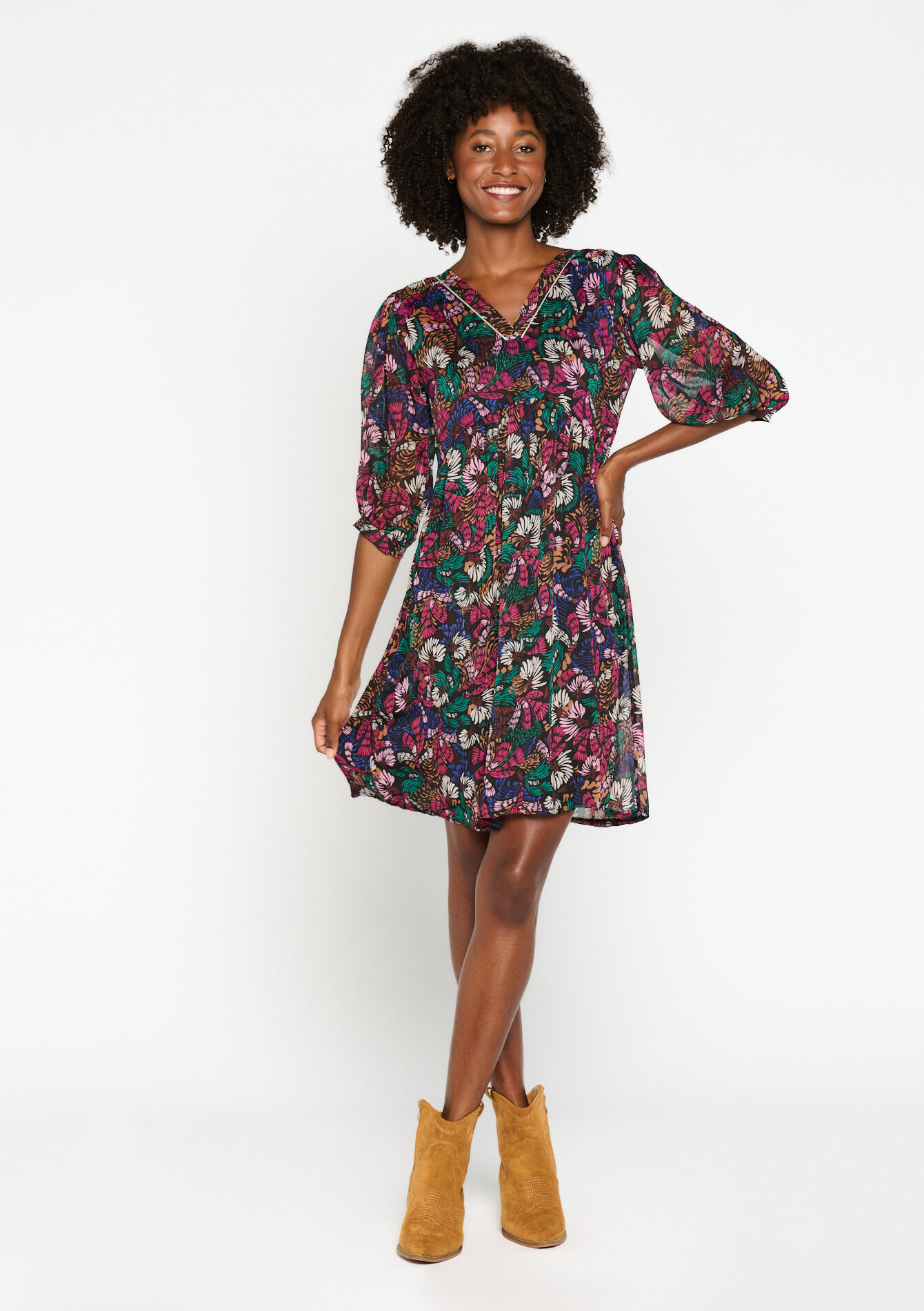 Babydoll jurk met bloemenprint