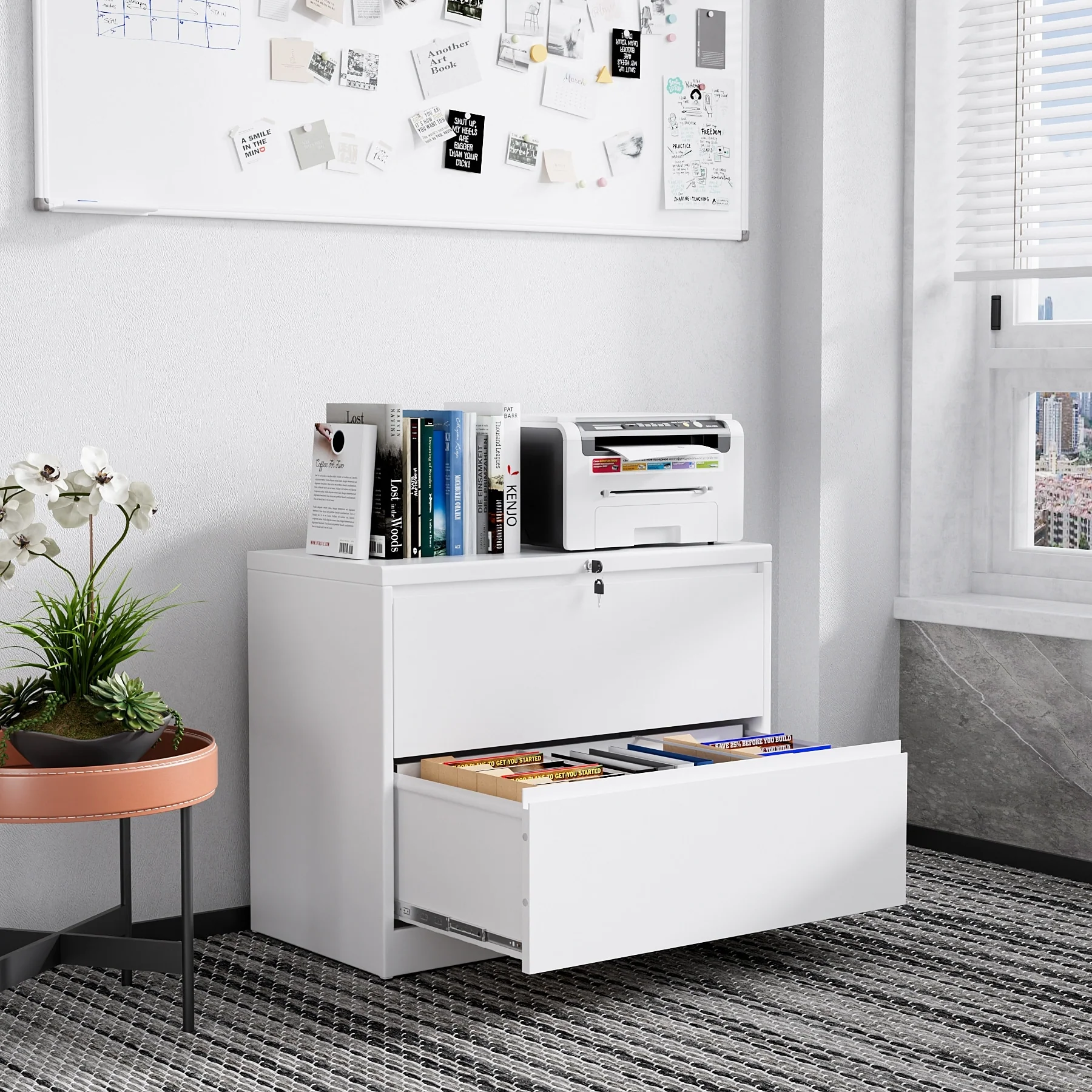 Ouyessir 2-Drawer Lateral File Cabinet with Lock for Hanging Files Letter/Legal/F4/A4 Size