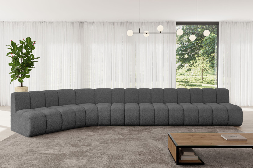 Narożnik lewostronny modułowy Montra-L3 - 472x174x70 cm Szary