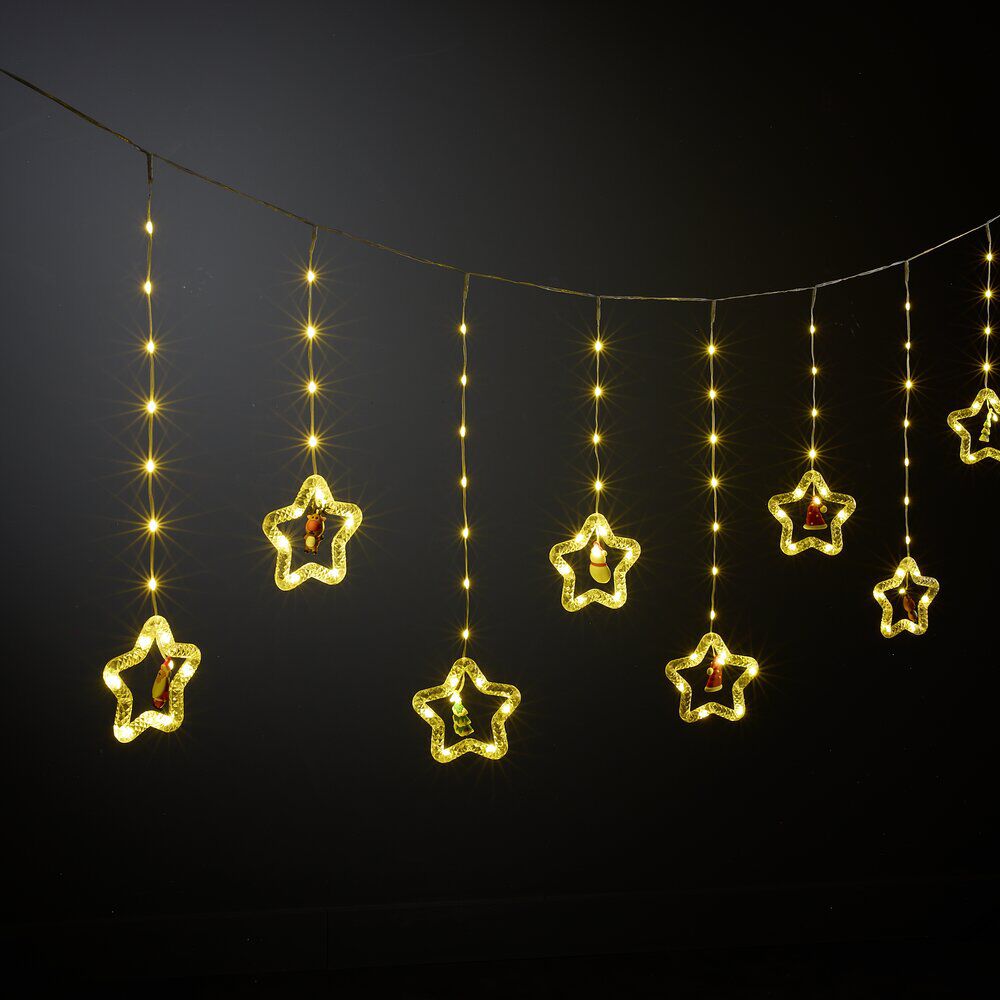 Guirlande lumineuse bordure toit étoiles et figurines 125LED multicolore L180cm