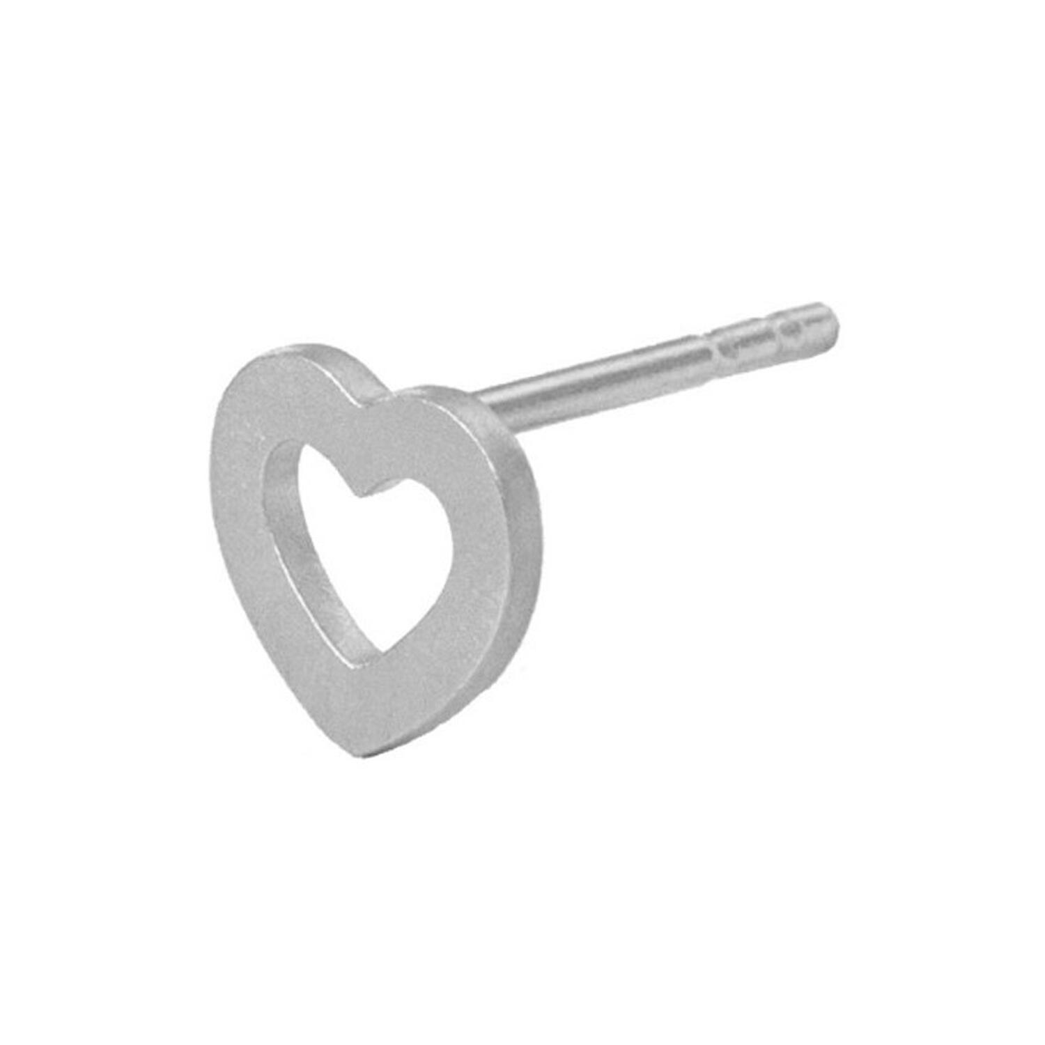 Petit Open Love Heart Earring Single, silver