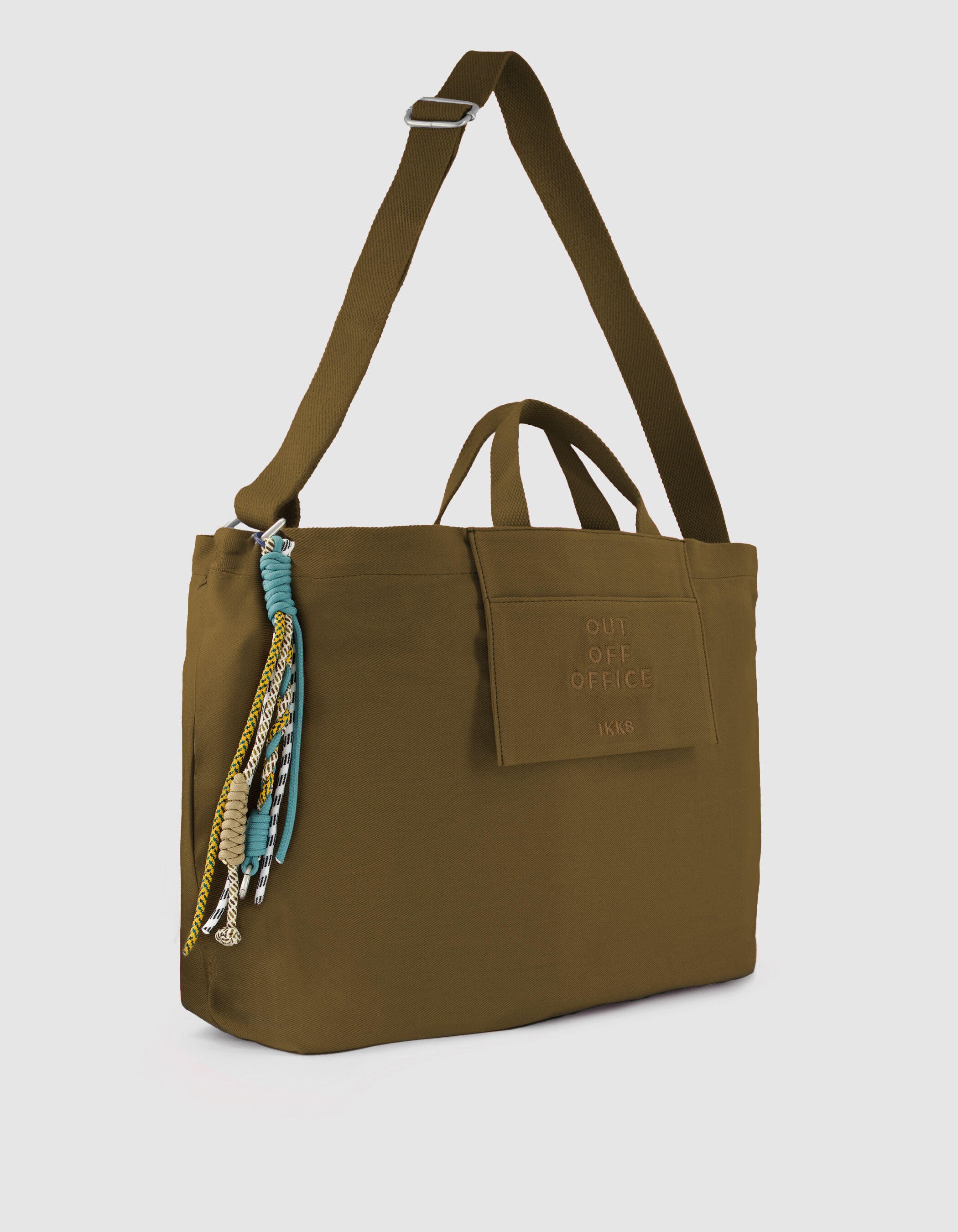 Sac totebag vert toile broderie Femme