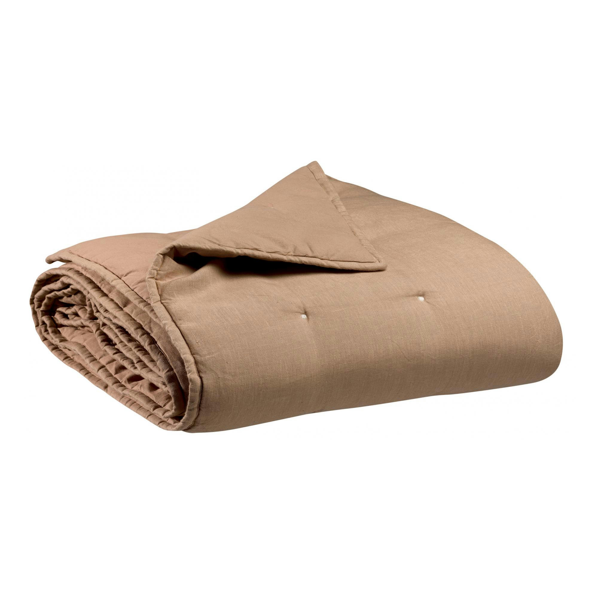 ZEFF - Jeté stonewashed  en lin sable 180 x 260