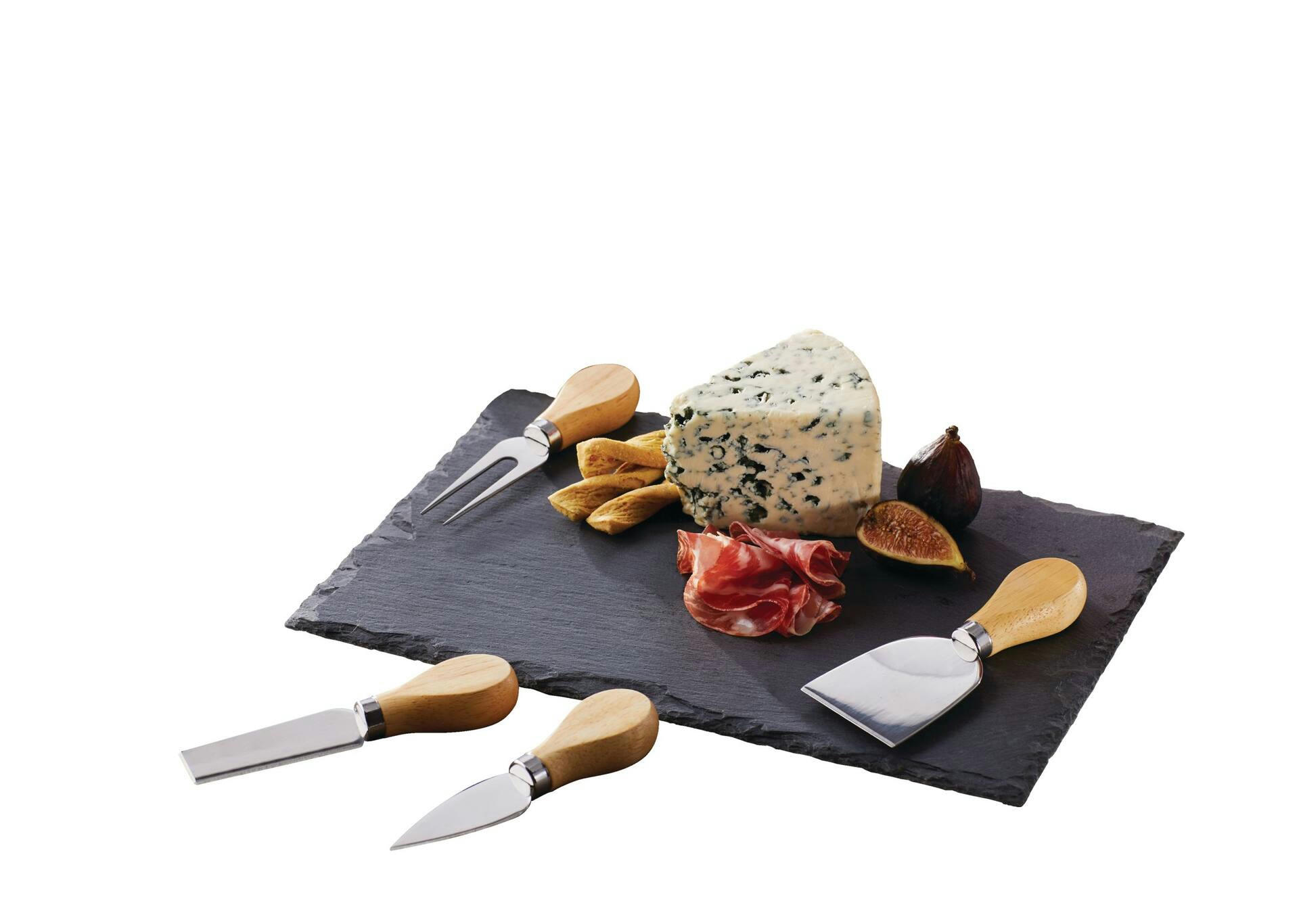 Canvas Stainless Steel Mini Cheese Wooden Handle Knife Set, Black/Silver, 5-pk, for Christmas/Thanksgiving/New Year's Eve/Birthday Party