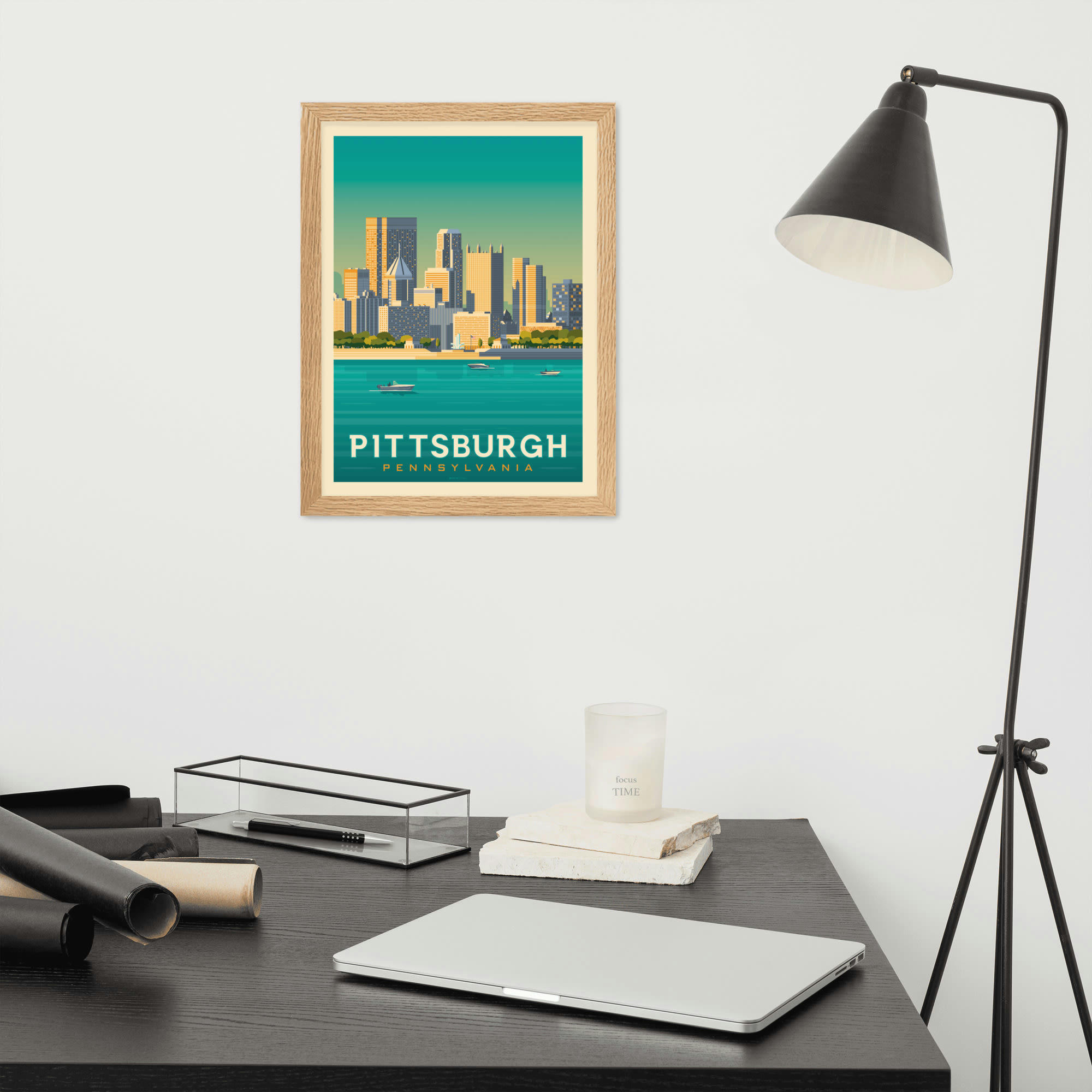 - Affiche Portland Etats-Unis avec Cadre (Bois) 21x29,7 cm