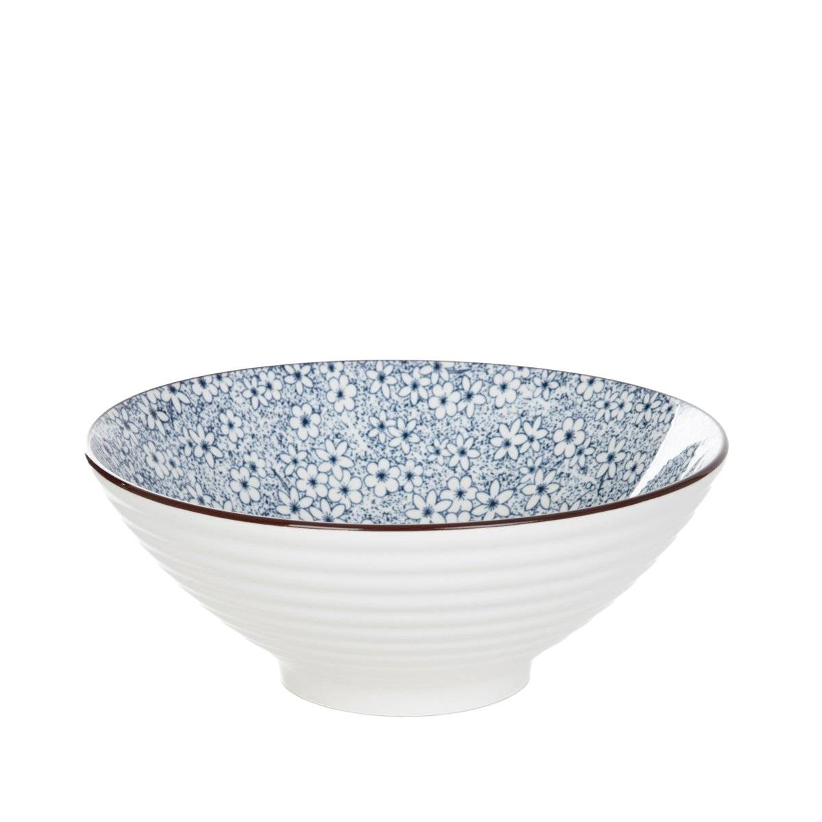 Miska SALADO w kwiaty z brązowym rantem 20,5 cm HOMLA