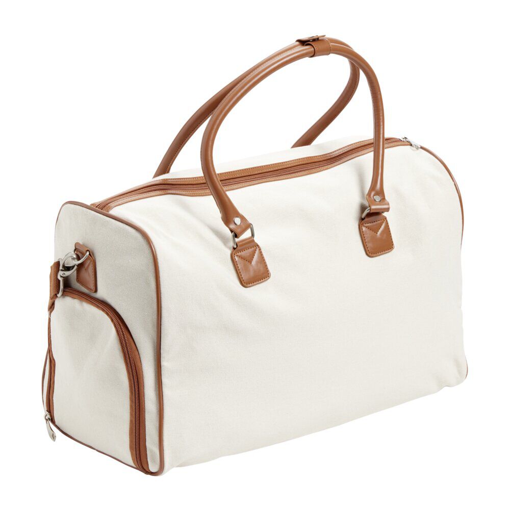Sac de voyage canevas beige et marron 49x24xH31cm