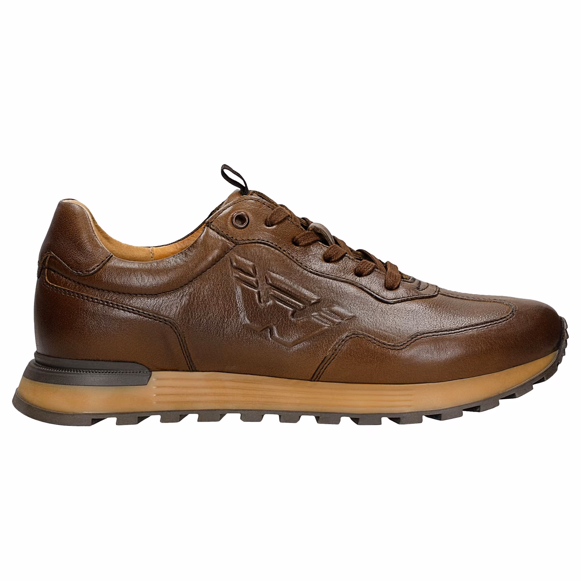 Brązowe sneakersy męskie ze skóry licowej