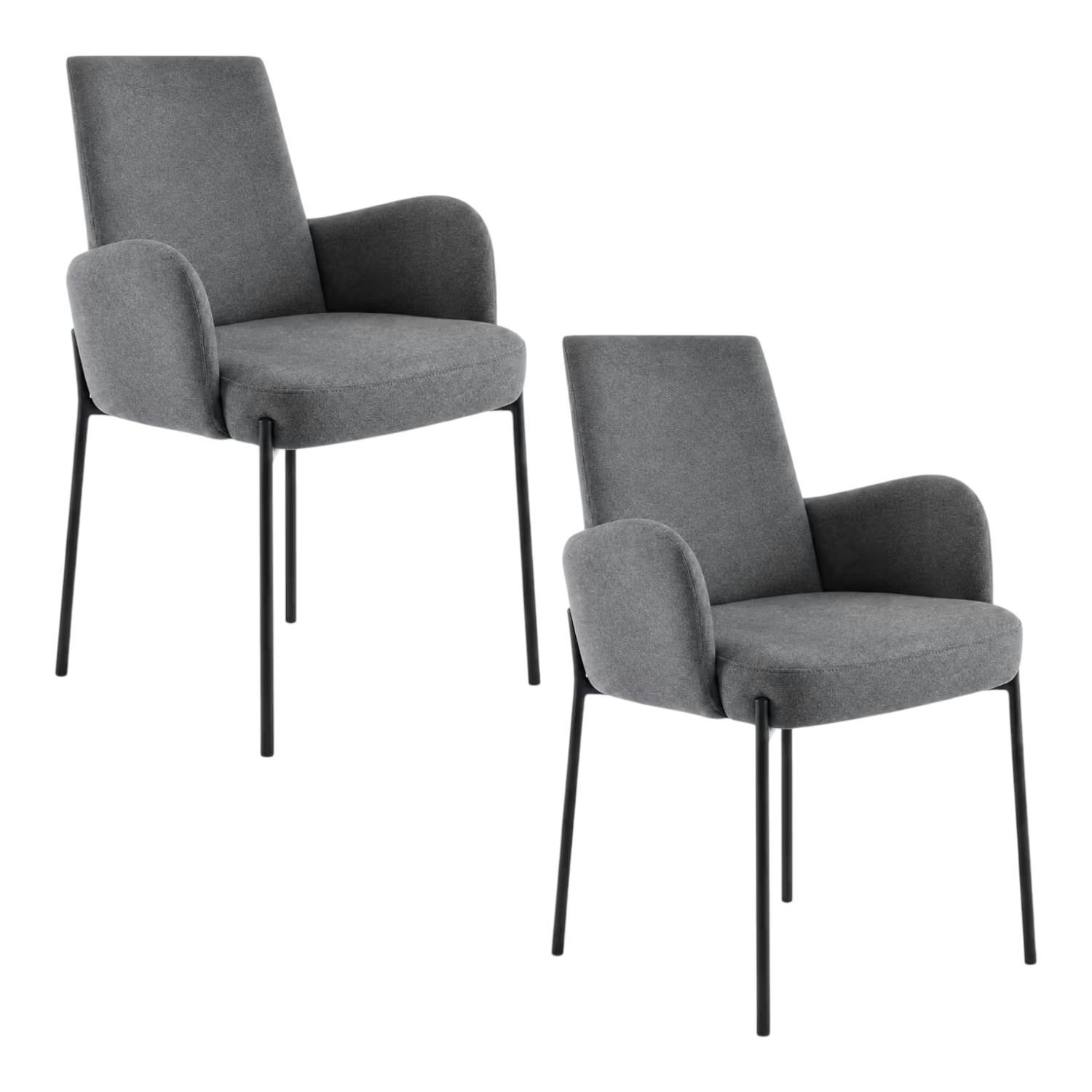 Fauteuil de table gris foncé pieds noirs (x2) AUREN