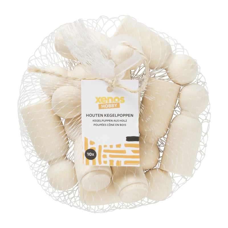 Houten kegelpoppen - set van 10 - 5.3 cm