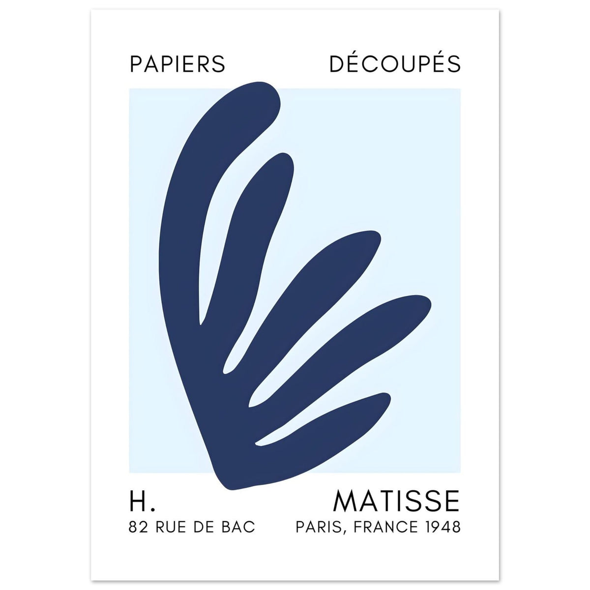 Artfulprints Poster Matisse – Aquatic impression navy blue I  - 50x70 cm - Blauw