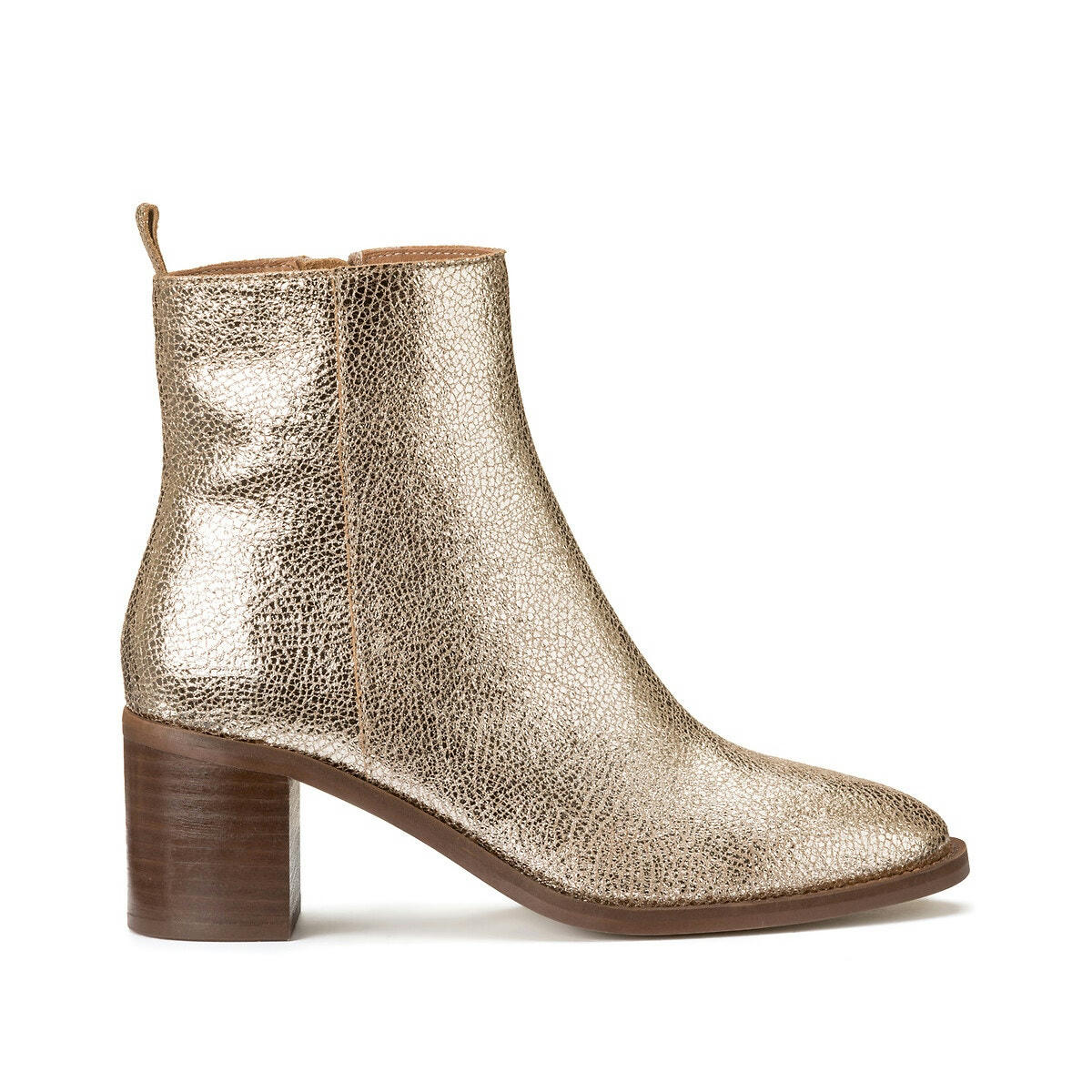 Boots à talon Signature en cuir métallisé