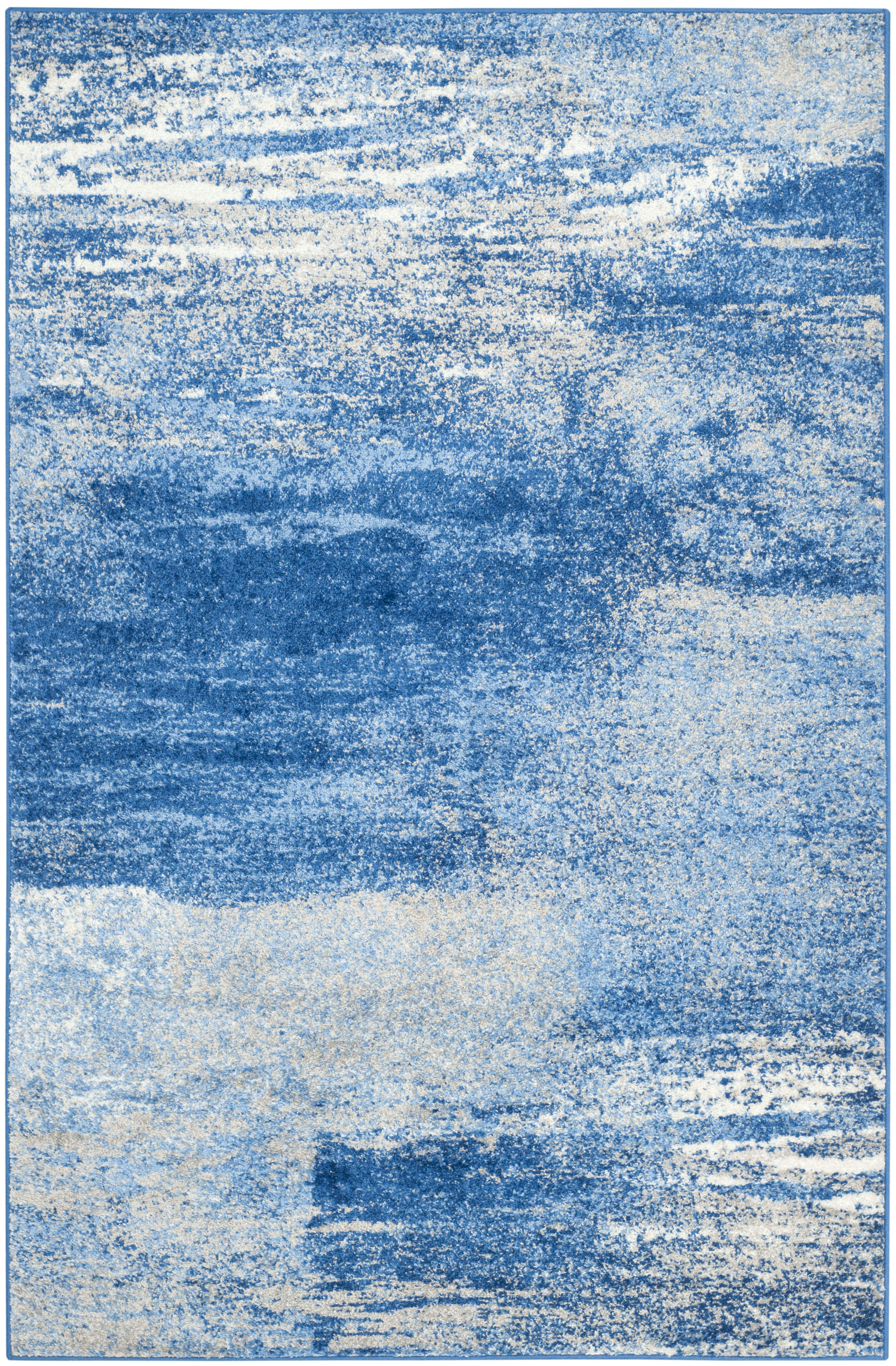 ADIRONDACK - Tapis de salon interieur en argent & bleu, 155 x 229 cm