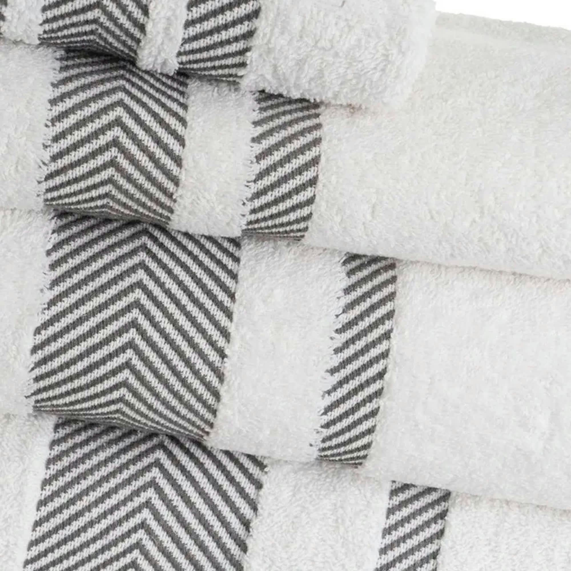 - Drap de bain douche coton blanc et gris 70x140cm