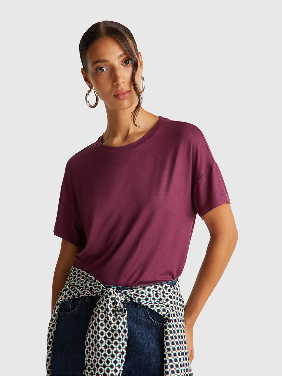 Slim fit t-shirt in stretch viscose